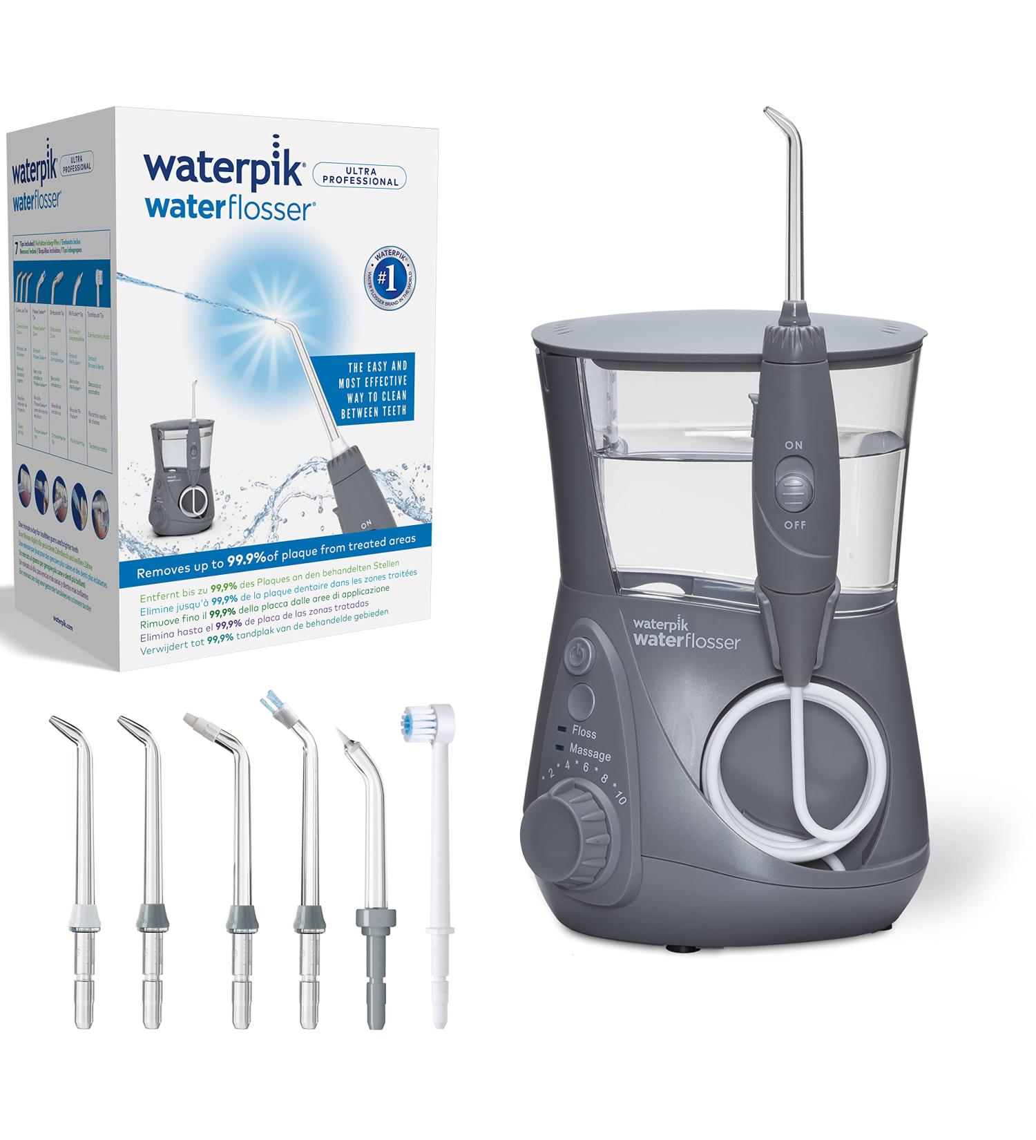 Waterpik Ultra Professional Waterflosser WP-667EU - Adjustable Pressure 7 Attachments Integrated Timer | International Shipping - Buy Online on GoSupps.com