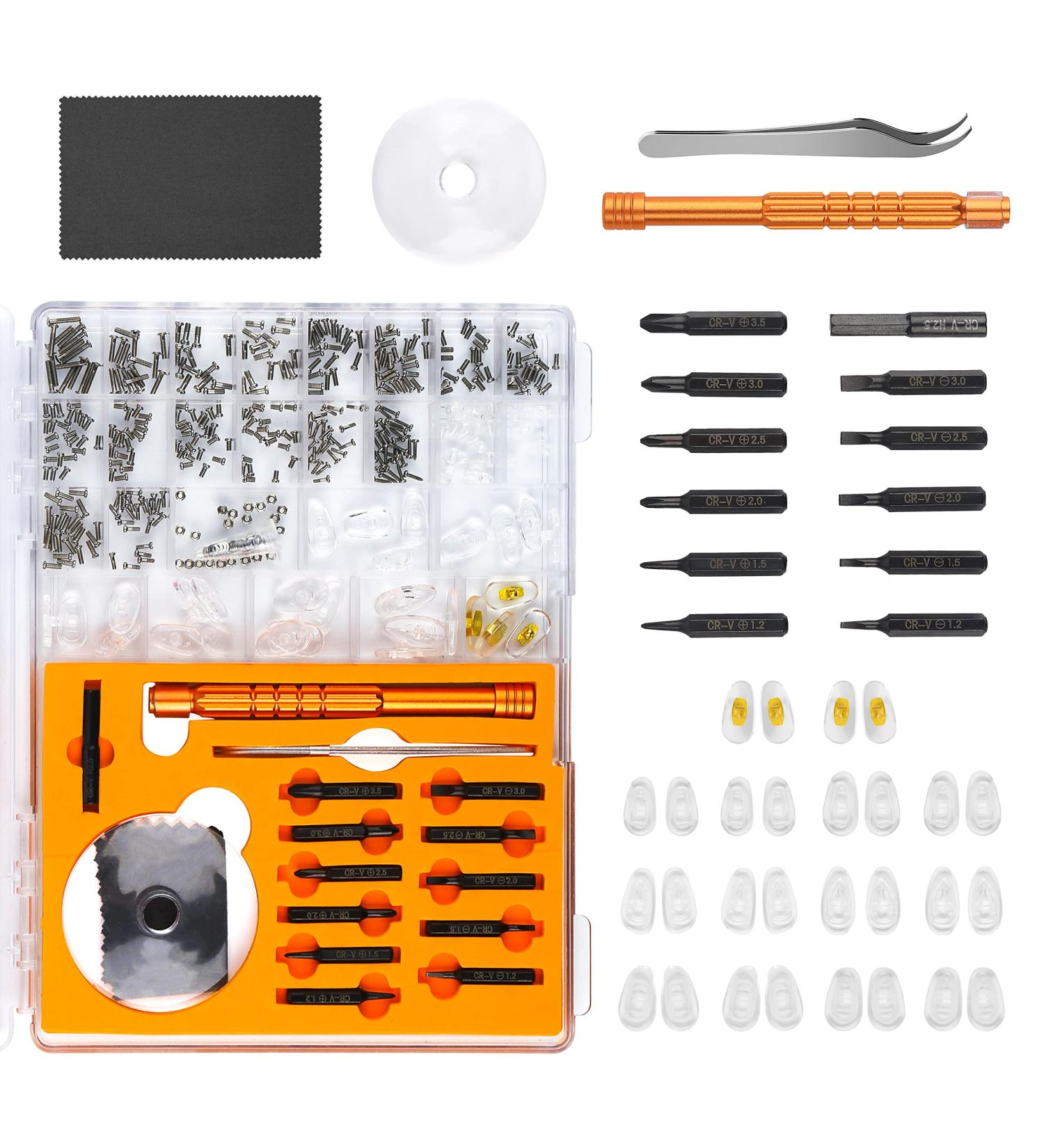 Upgraded Magnetic Eyeglass Repair Kit with Magnifying Glass Tool and 12 Screwdriver Bits - for Eyeglass, Sunglass, Watch, Laptop - Includes Nose Pads, Screws, Tweezer - Buy Online on GoSupps.com