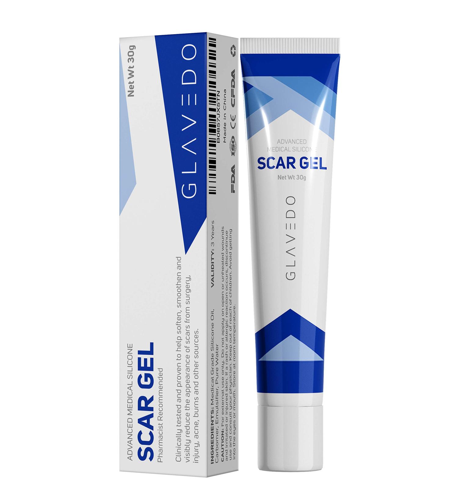 GLAVEDO Advanced Medical Silicone Scar Gel - Treatment for Old & New Scars on Face & Body - C-Section, Surgery, Injury, Burns, Acne & Stretch Marks - Buy Online on GoSupps.com