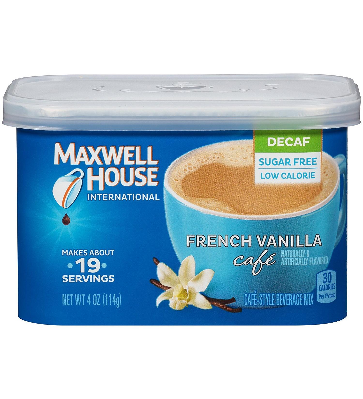 Maxwell House International Coffee Decaf Sugar Free French Vanilla Cafe 4-Ounce Cans (Pack of 4) by Maxwell House