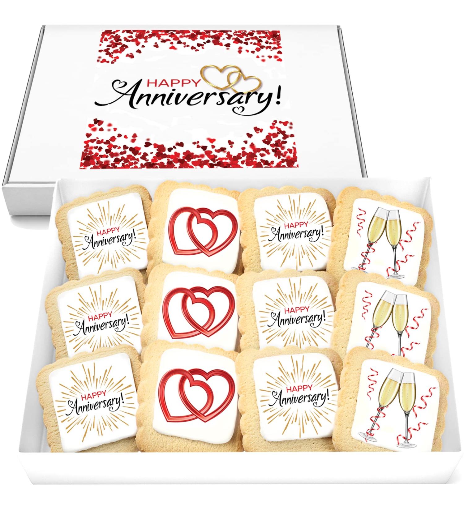 Happy Anniversary Cookies Gift Basket 12 PACK For Men Women Wife Husband Wedding Engagement Individually Wrapped | Nut Free | Kosher 12 Count (Pack of 1) Anniversary - Buy Online on GoSupps.com