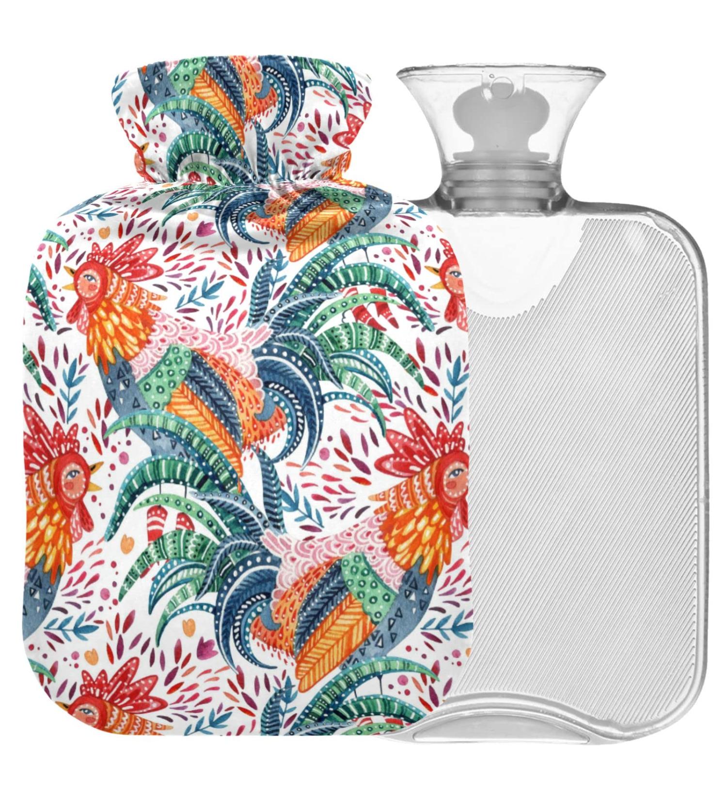 Naanle Ethnic Hot Water Bottle with Cover - 1L | Transparent Heat Therapy for Back Pain Relief Hand & Feet Comfort Neck Warmer - Buy Online on GoSupps.com