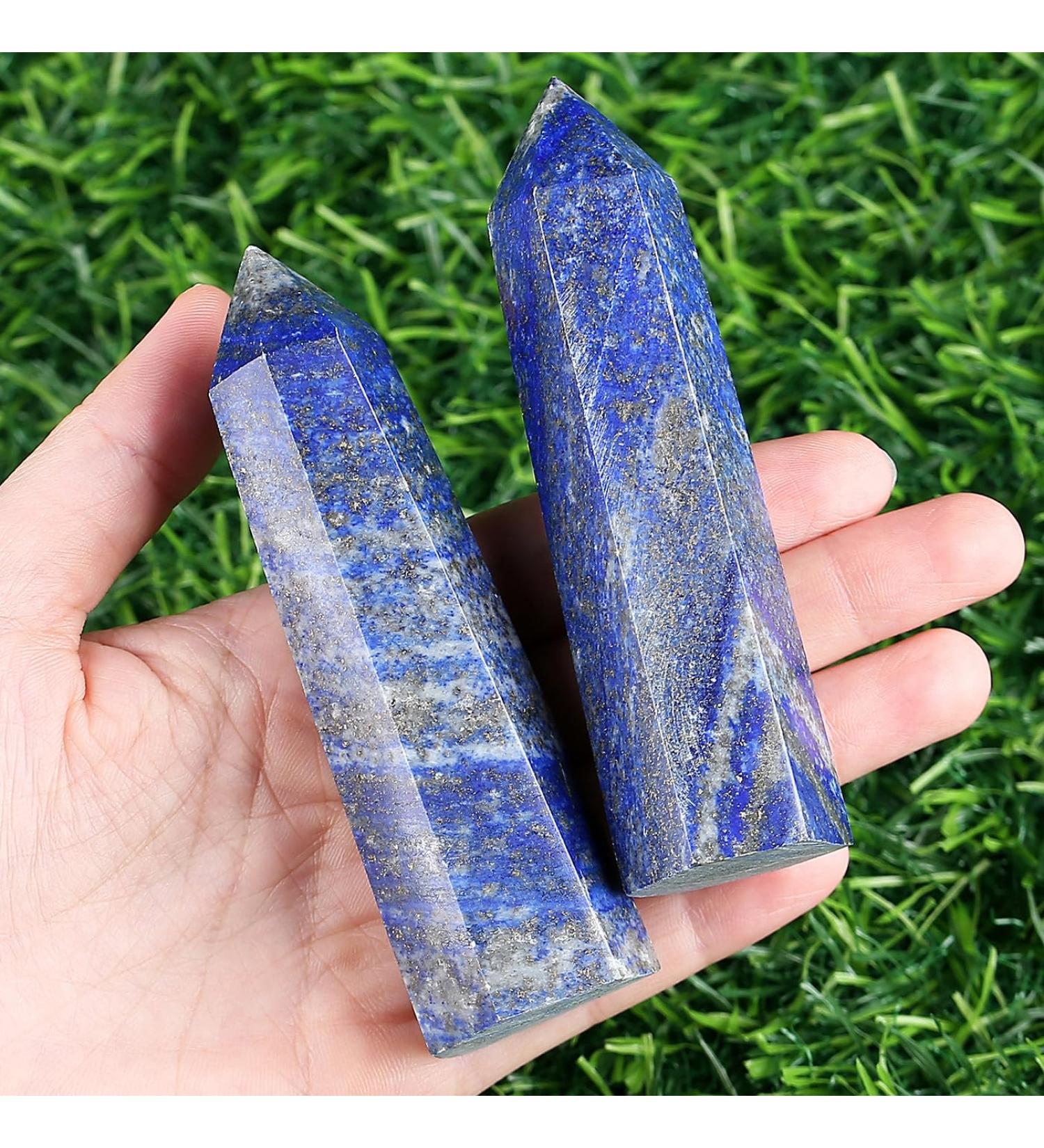 Buy Xiannvxi Large Lapislazuli Crystal Tower - 9-10cm Hexagonal Point Rod for Meditation & Energy | Natural Gemstones - Buy Online on GoSupps.com