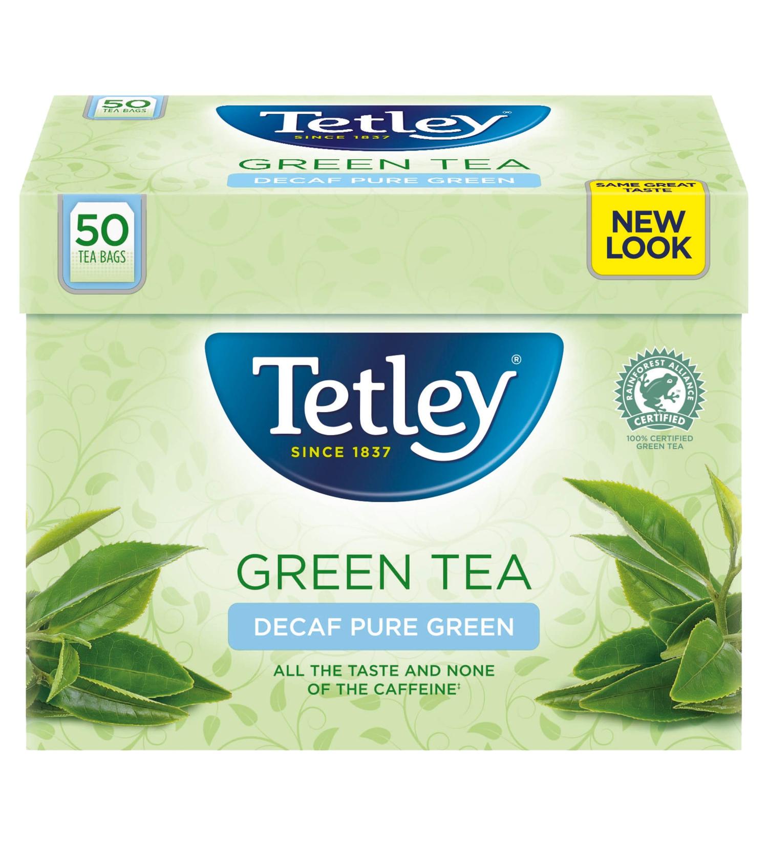 Tetley Green Tea Decaf 50 Tea Bags - Pack of 1 | 50 Count, Natural and Refreshing - Buy Online on GoSupps.com
