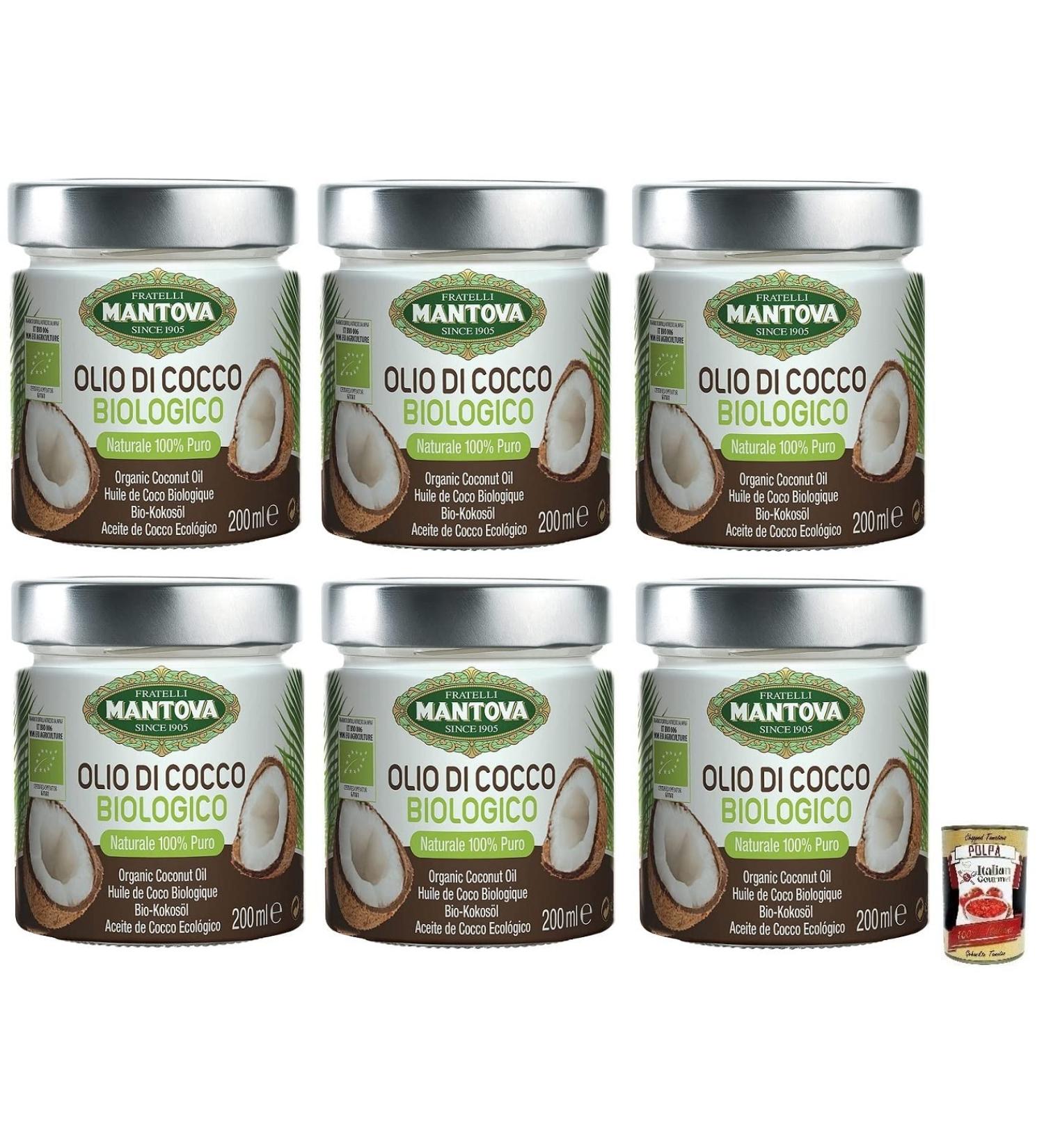  Italian Gourmet E.R. Fratelli Mantova Organic Coconut Oil 100% Natural 200 ml Glass + 400 g Box - Buy Online on GoSupps.com