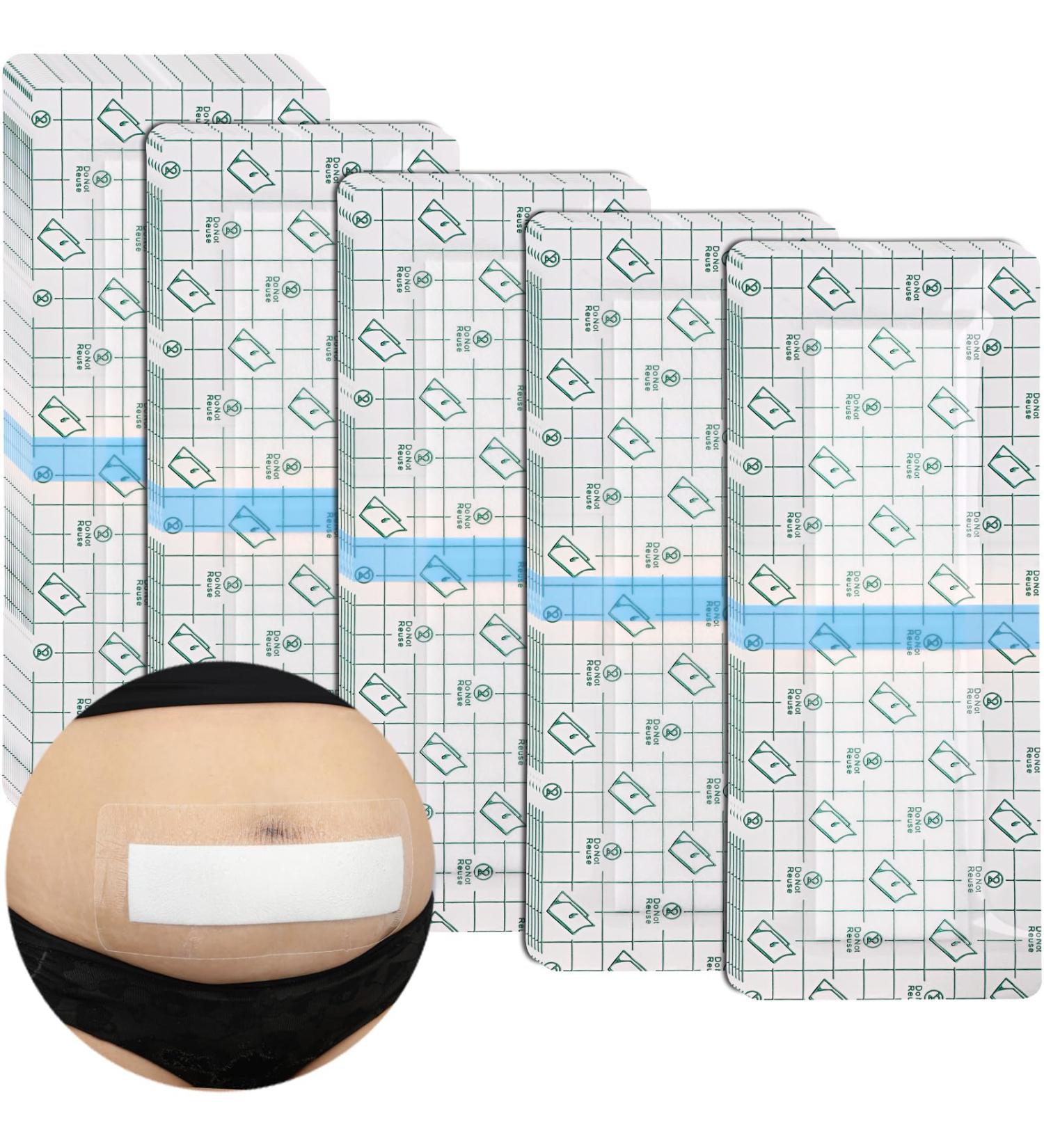 C-Section Waterproof Bandages | Post Hysterectomy & Tummy Tuck Shower Protector | Scar Cover & Wound Care Supplies | 4x10 Inch Pack of 14 - Buy Online on GoSupps.com