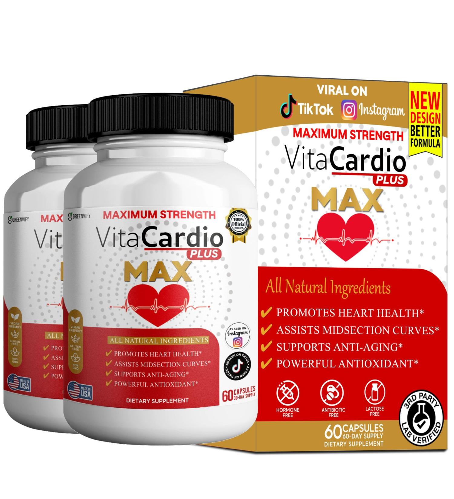 GREENVIFY VitaCardio Plus Max Heart Health Supplement Japanese Knotweed Resveratrol Blend 60 Capsules (2) - Buy Online on GoSupps.com