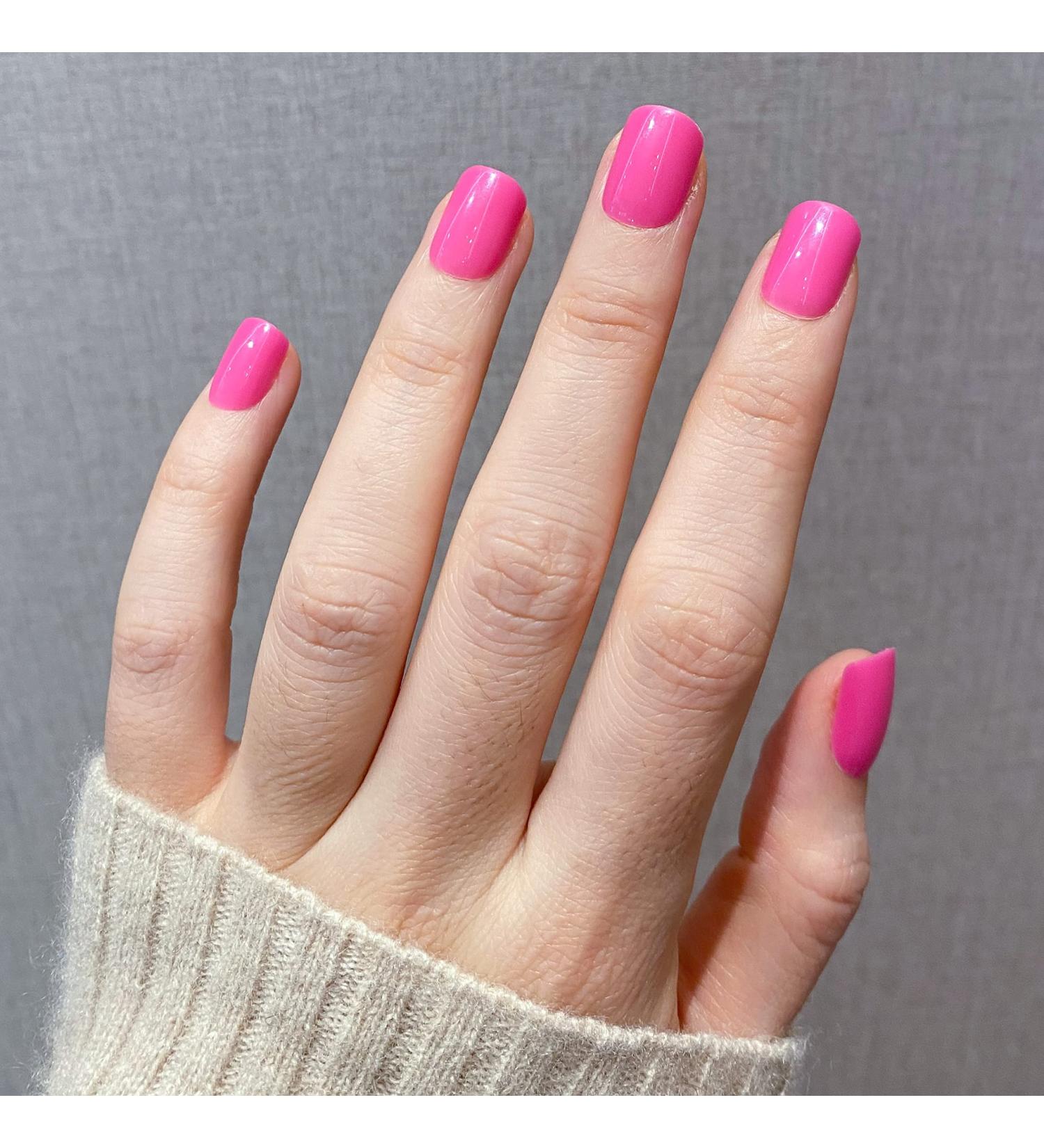 Novo Ovo Neon Pink Press-On Nails | Short Corner Oval Fake Nails | Artificial Fingernails with Glue - Super Freaky Style - Buy Online on GoSupps.com