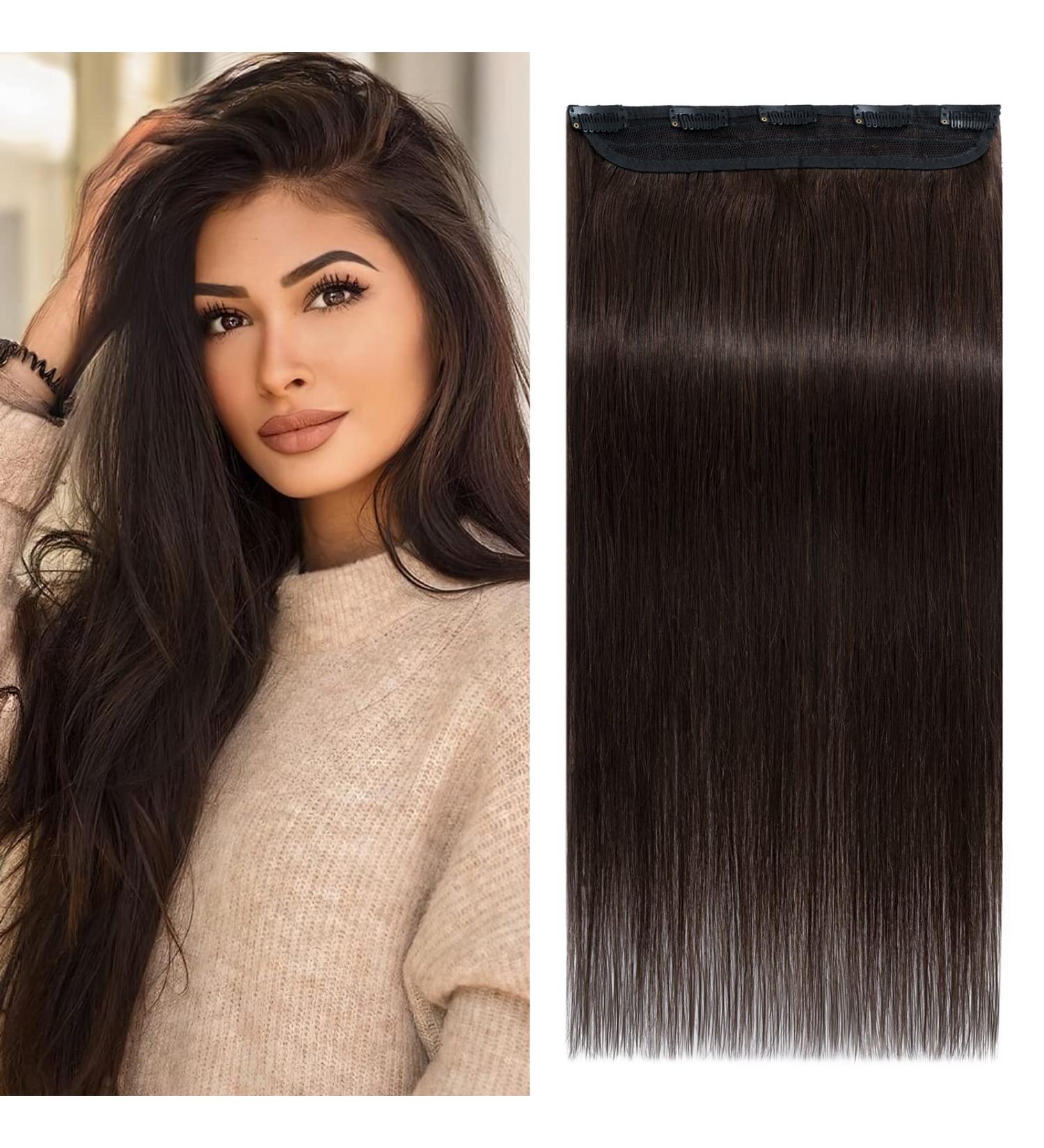 Benehair Clip in Human Hair Extensions Natural Real Hair Clip in 12Inches 40g Hair Extensions Clip In One Piece 5 Clips Human Hair Extension with Clip for Women Dark Brown #2 12Inches Dark Brown #2 - Buy Online on GoSupps.com