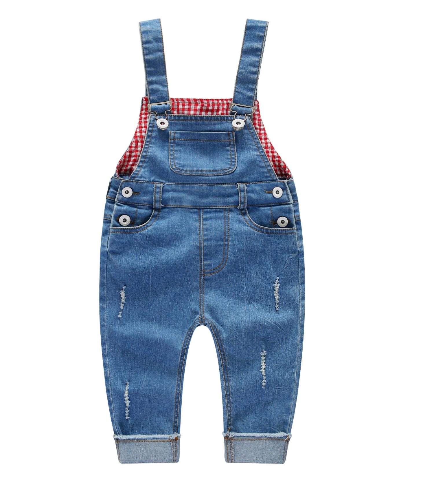 KIDSCOOL SPACE Baby & Little Boys/Girls Water Washed Ripped Soft Denim Overalls 3-4 Years Light Blue-1992 - Buy Online on GoSupps.com