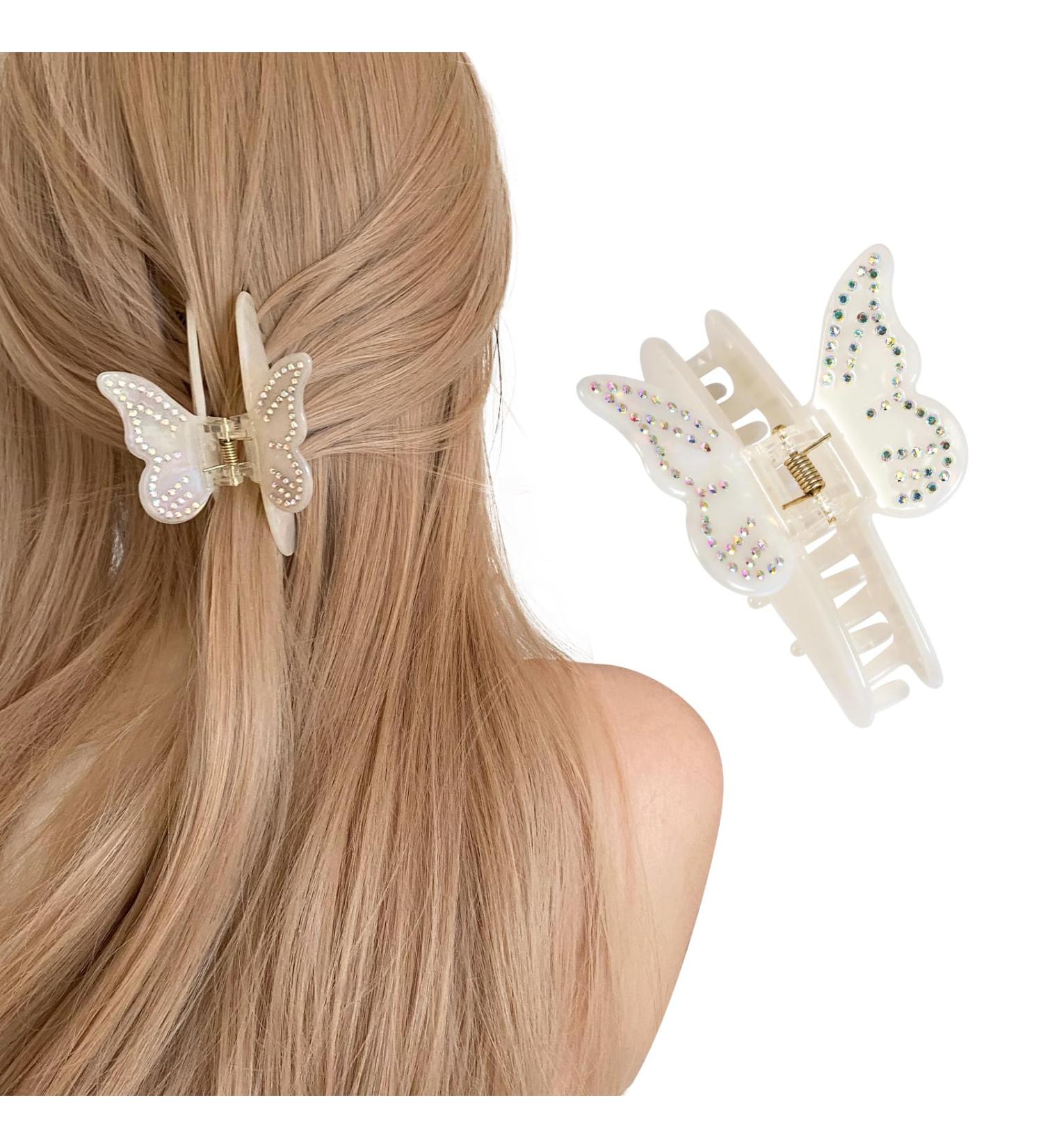 Lorenleya Butterfly Hair Claws - Cute and Colorful Hair Clips for Women - Strong Hold - Perfect Gift for Girls (Ivory) - Buy Online on GoSupps.com