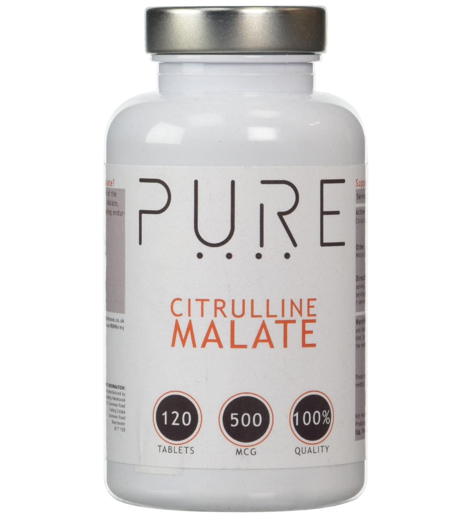 Bodybuilding Warehouse Pure Citrulline Malate Capsules - 500mg - Supports Lactic Acid Removal - 120 Caps - Buy Online on GoSupps.com