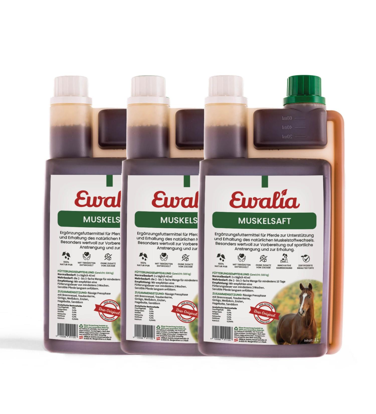 Ewalia Muscle Juice Optimal support for muscle metabolism in horses Natural strength for performance and recovery developed with veterinarians 100% natural without - Buy Online on GoSupps.com