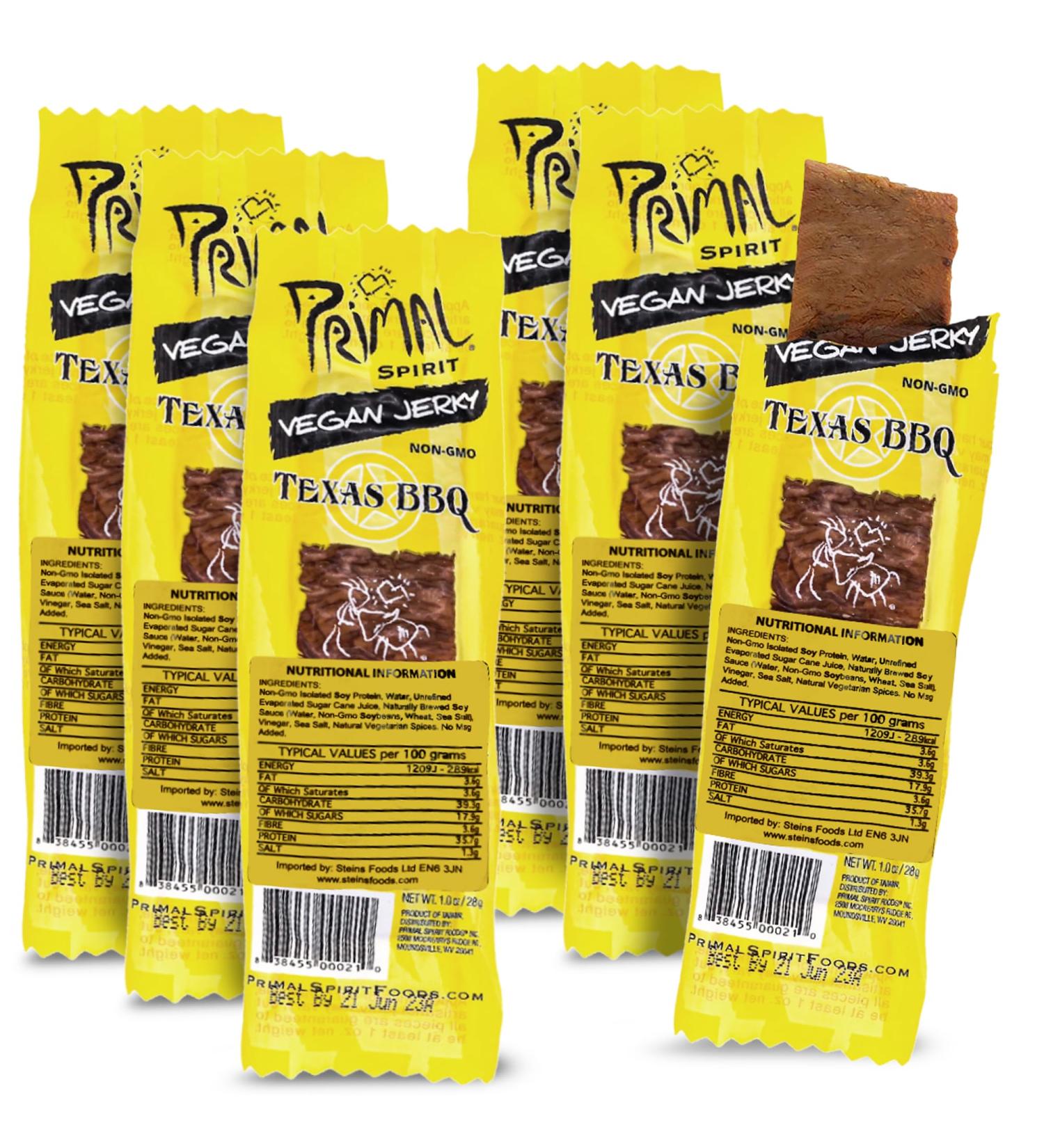 Primal Spirit Vegan Meatless Jerky Strips - High Energy High Protein Non-GMO 93% Fat-Free Snacks Vegan Jerky - 28g Pack - Buy Online on GoSupps.com