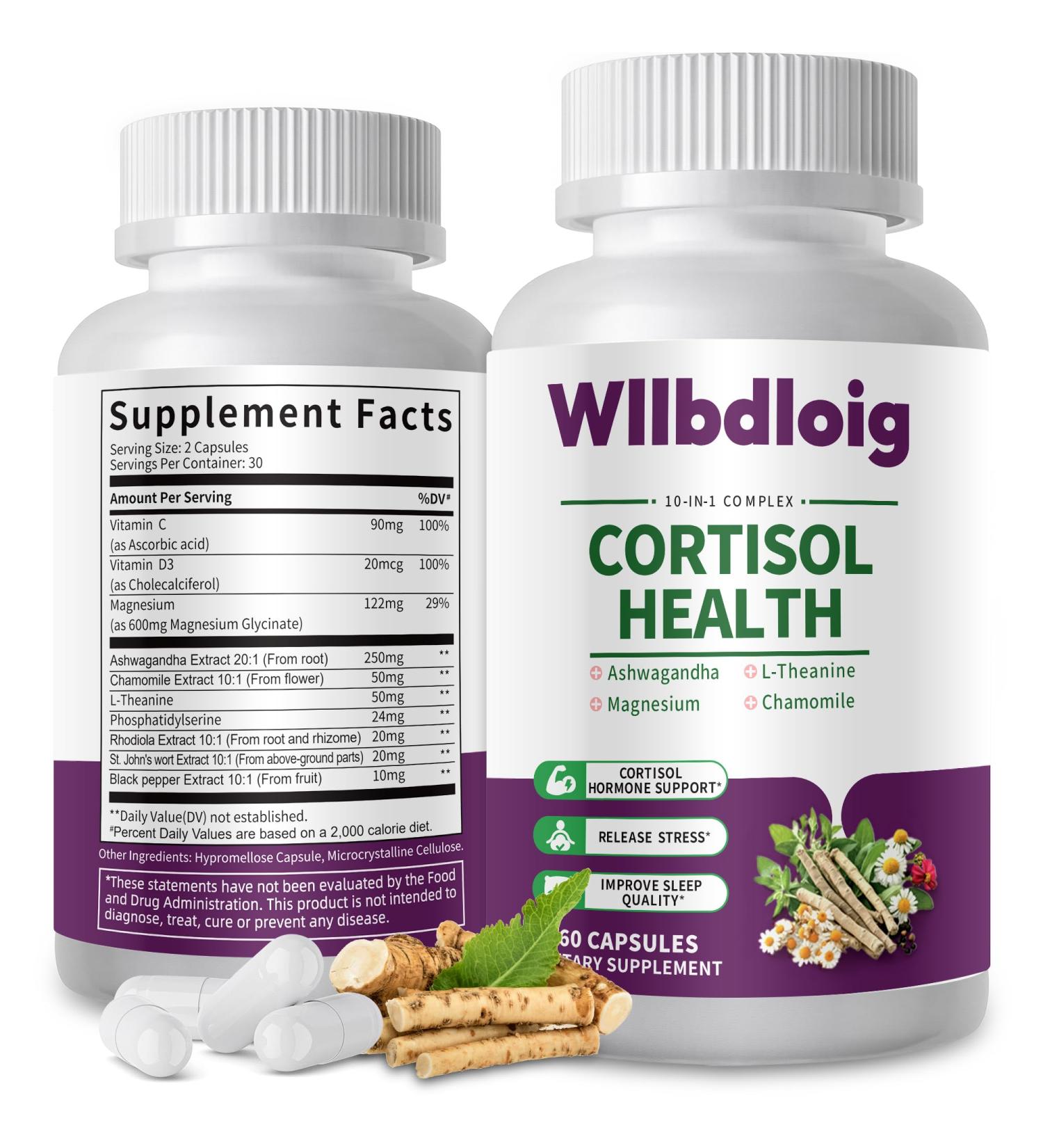 Cortisol Supplements for Women Men, High Cortisol Reducer Health, Detox Cortisol Manager for Stress Relief ,Mood and Sleep with Ashwagandha, L-Theanine, Lower and Control - Non-GMO,Vegan 60 Capsules 60 Count (Pack of 1) - Buy Online on GoSupps.com