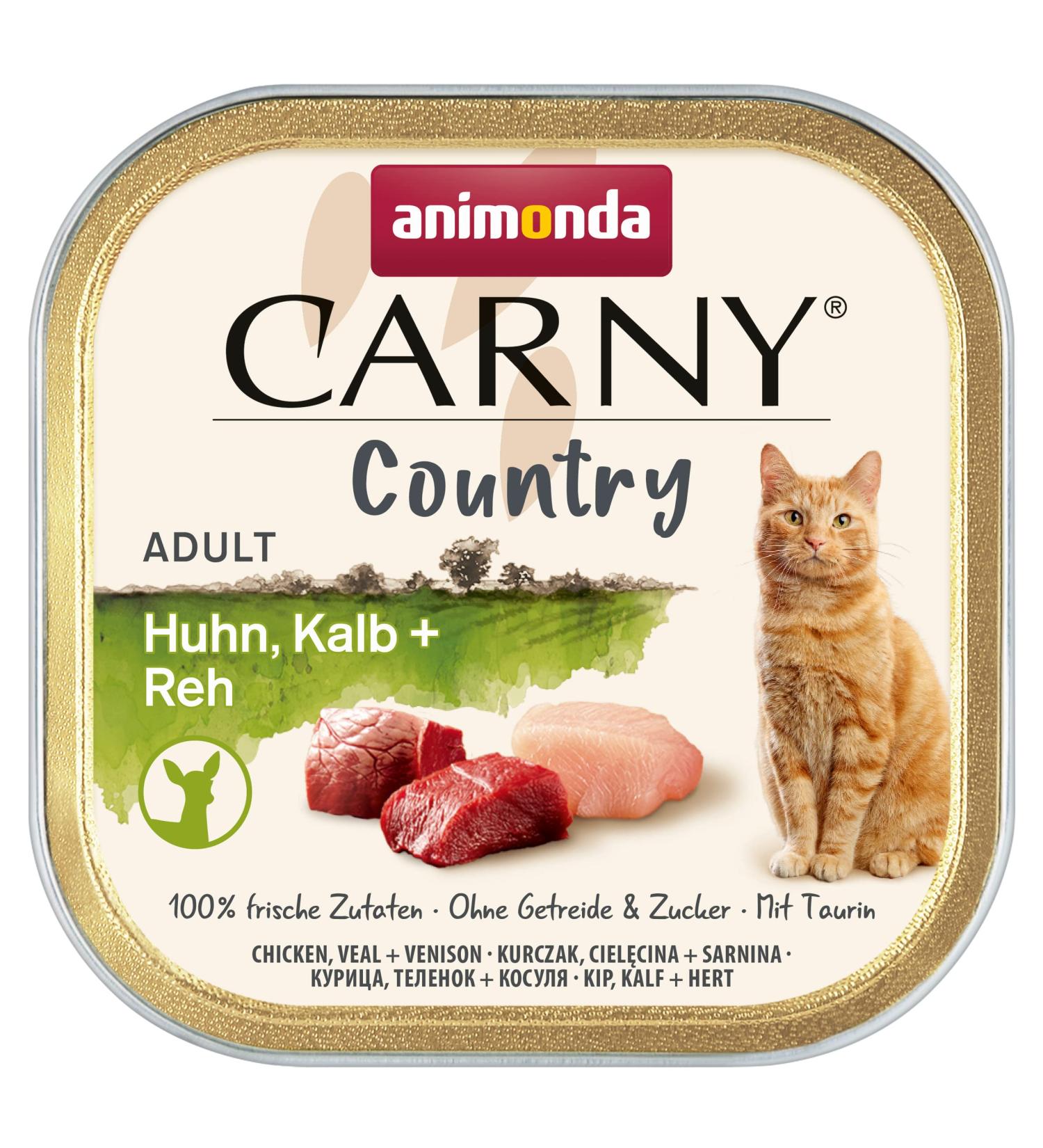 Animonda Carny Adult Country Cat food wet food for cats in the practical portion shell with chicken calf + deer 32 x 100g chicken calf + deer 100 g (32 pack)