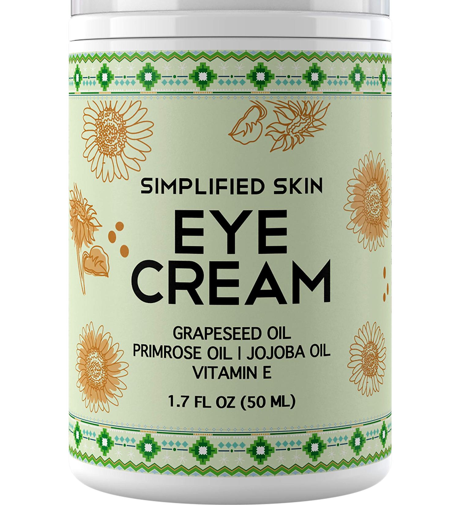Nourishing Eye Cream for Dark Circles & Puffiness | Organic Jojoba Oil & Vitamin E - Simplified Skin 1.7 oz - Buy Online on GoSupps.com