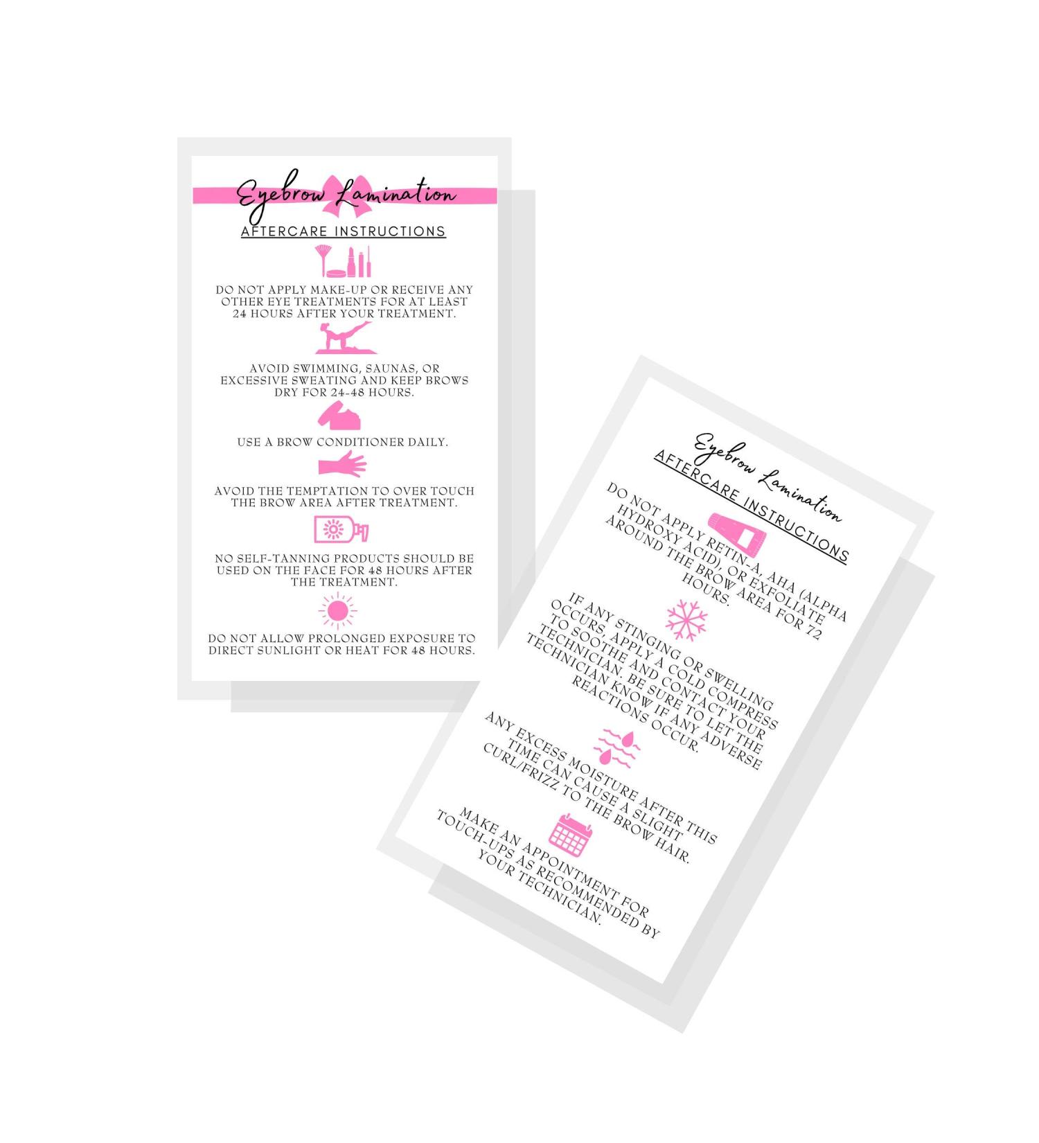 Brow Lamination Aftercare Instruction Cards - 50 Pack | DIY Kit with Tint | Business Card Size | At-Home Supplies - Buy Online on GoSupps.com