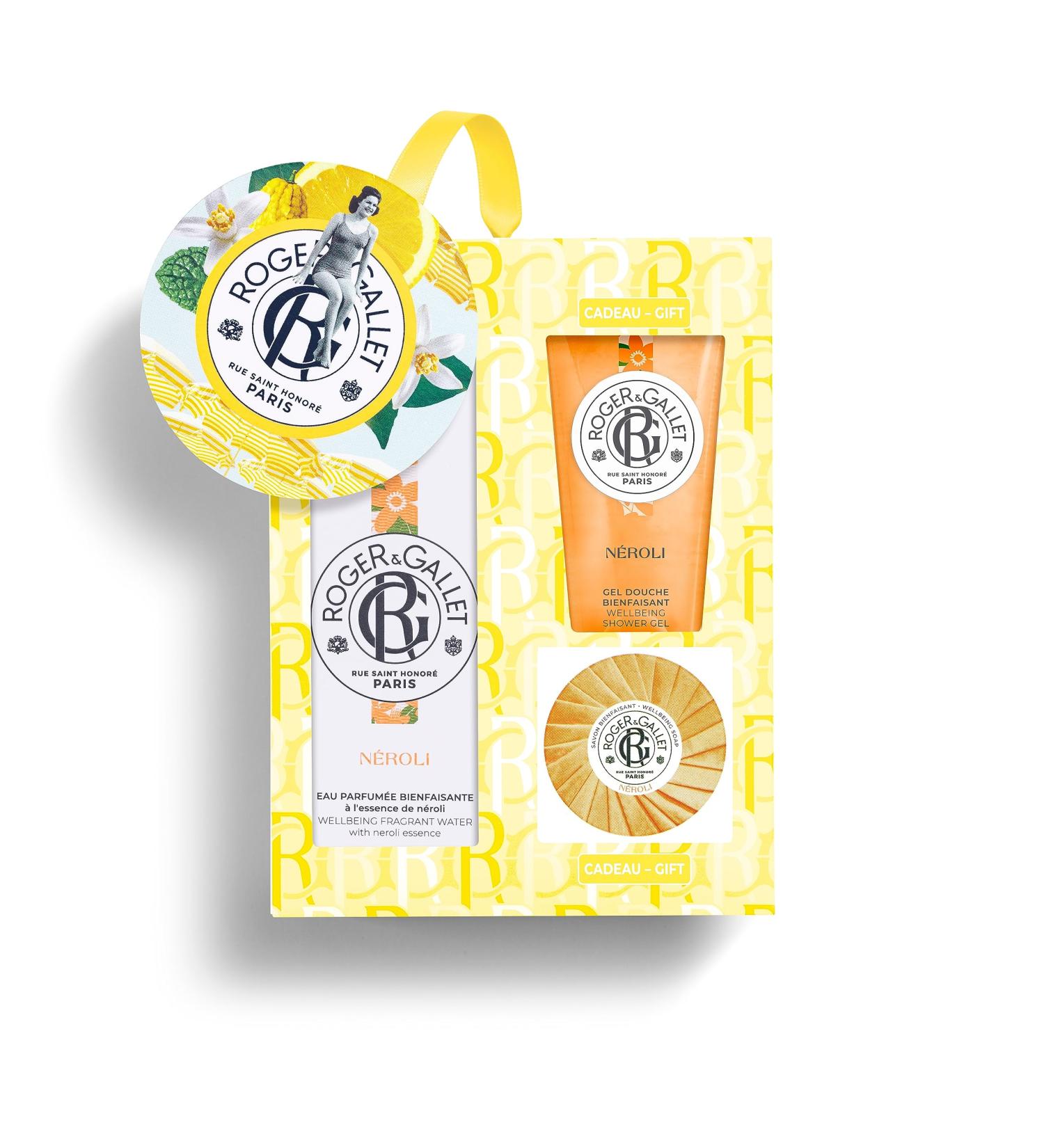 Roger & Gallet Neroli Gift Set | 3.4 fl oz Spray | 1.7 fl oz Soap | 1.7 fl oz Shower Gel Orange 3 Piece Set