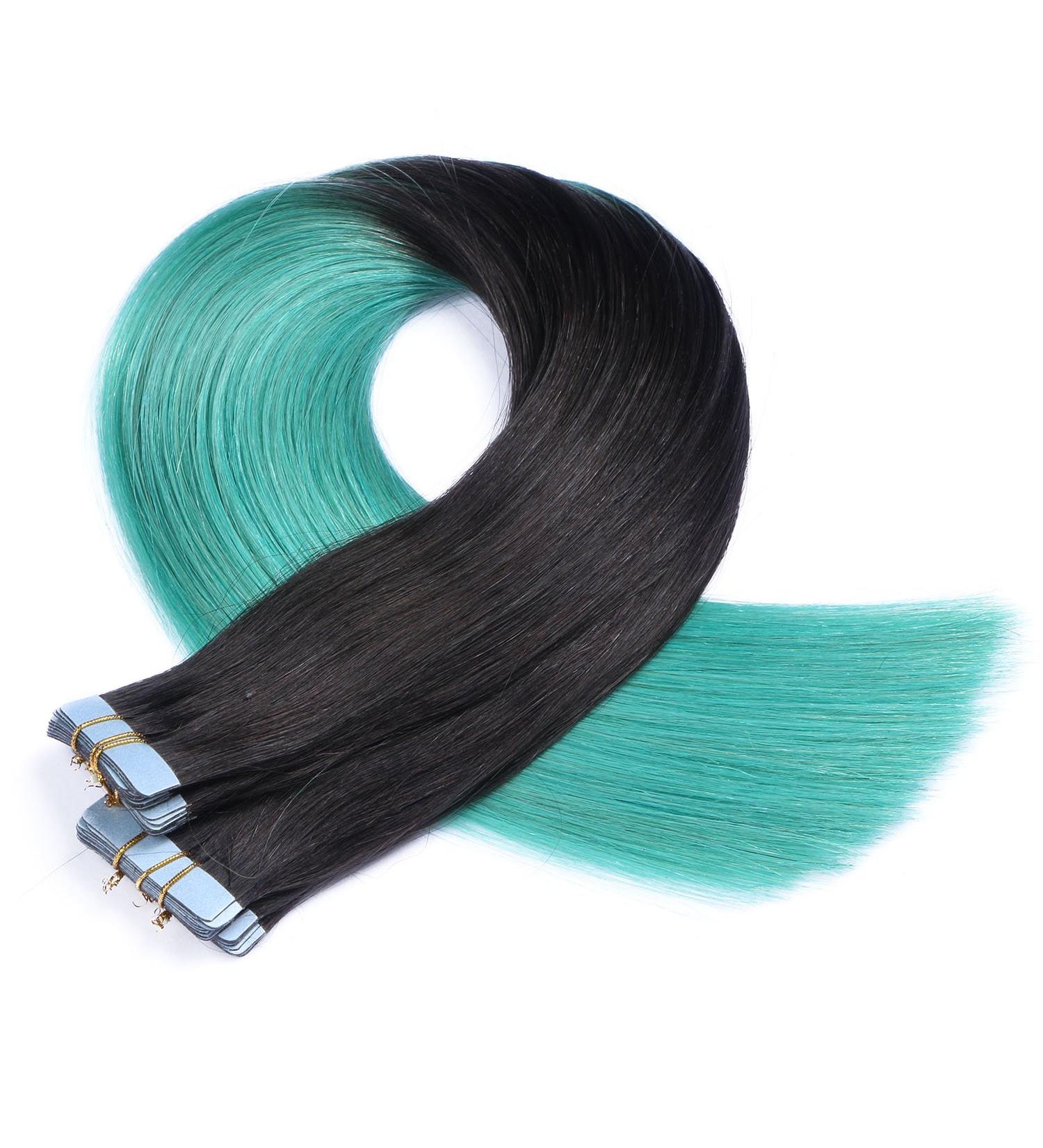 Buy Tape-In Hair Extensions - #1B/Sky Ombre - 70cm - 100% Remy Real Hair - 10 Bricks - 4cm Wide - Tress by Novon Hair Extensions - Buy Online on GoSupps.com