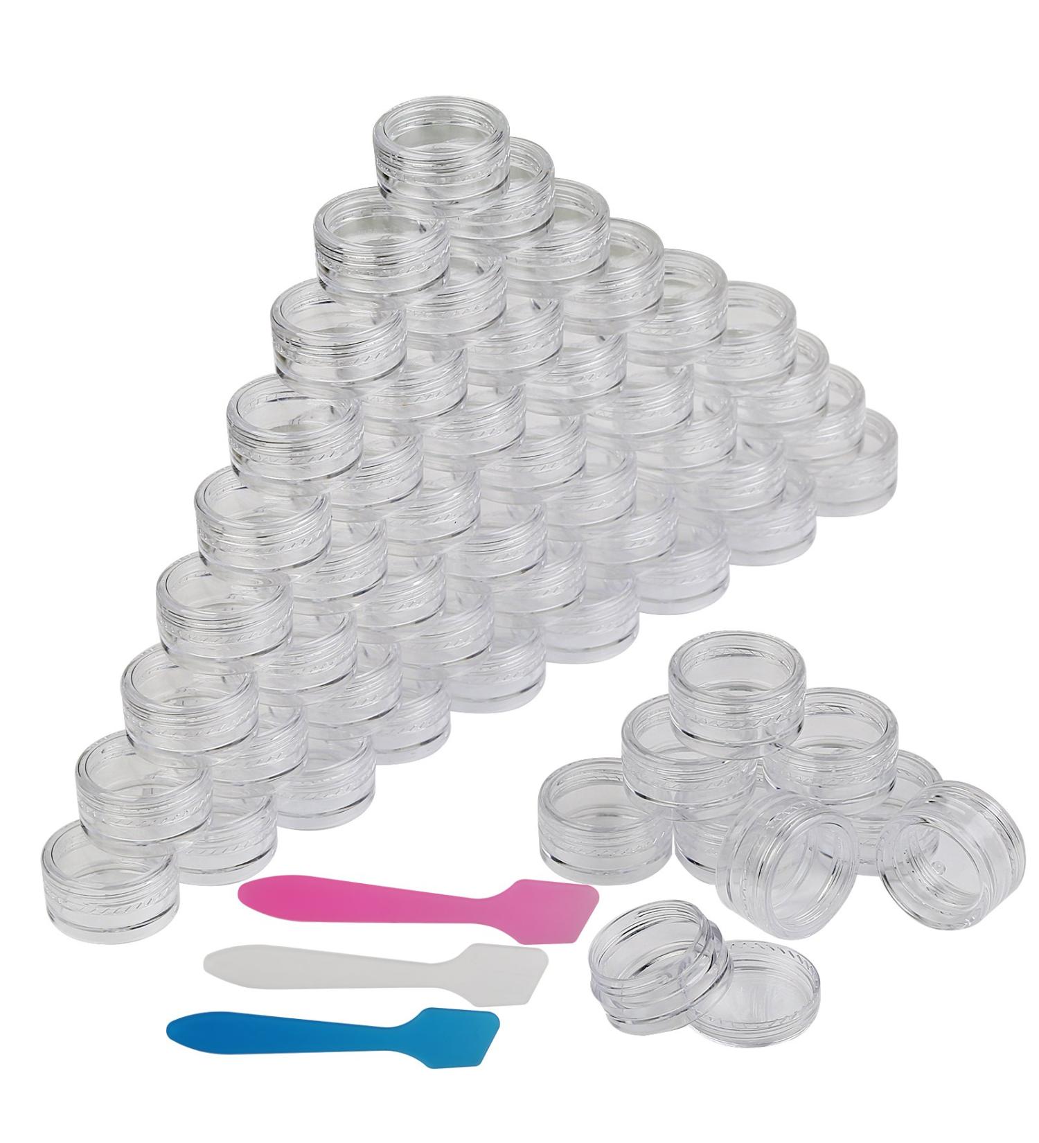 57-Piece Empty D schen Set - Lanmok 5g Cosmetic Containers with Screw Lid & Mini Spatulas for DIY Nail Art & Makeup Storage | International Shipping Available - Buy Online on GoSupps.com