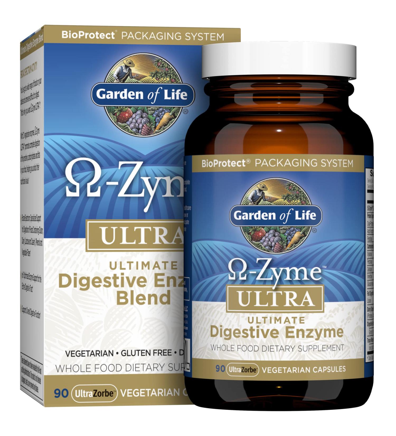 Garden of Life O-Zyme Ultra | Ultimate Digestive Enzyme Blend | 90 Vegetarian Capsules - Buy Online on GoSupps.com