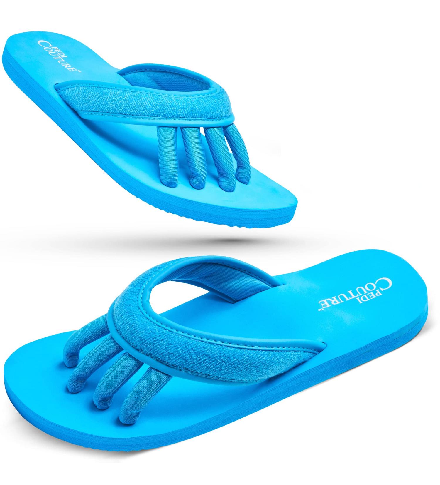 Pedi Couture Pedicure Sandals for Women - Toe Separator Slippers Large Turquoise - Buy Online on GoSupps.com