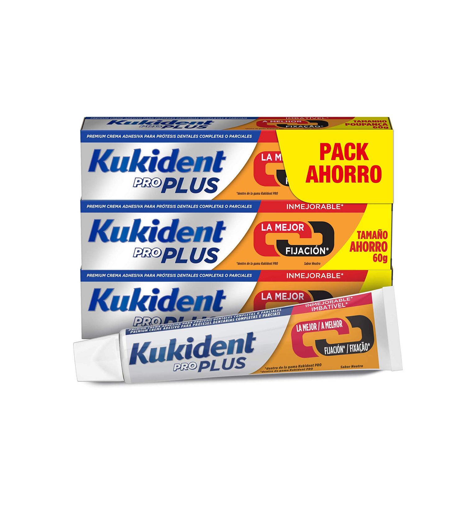 Kukident Plus Lot de 3 adh sifs double action pour proth ses dentaires