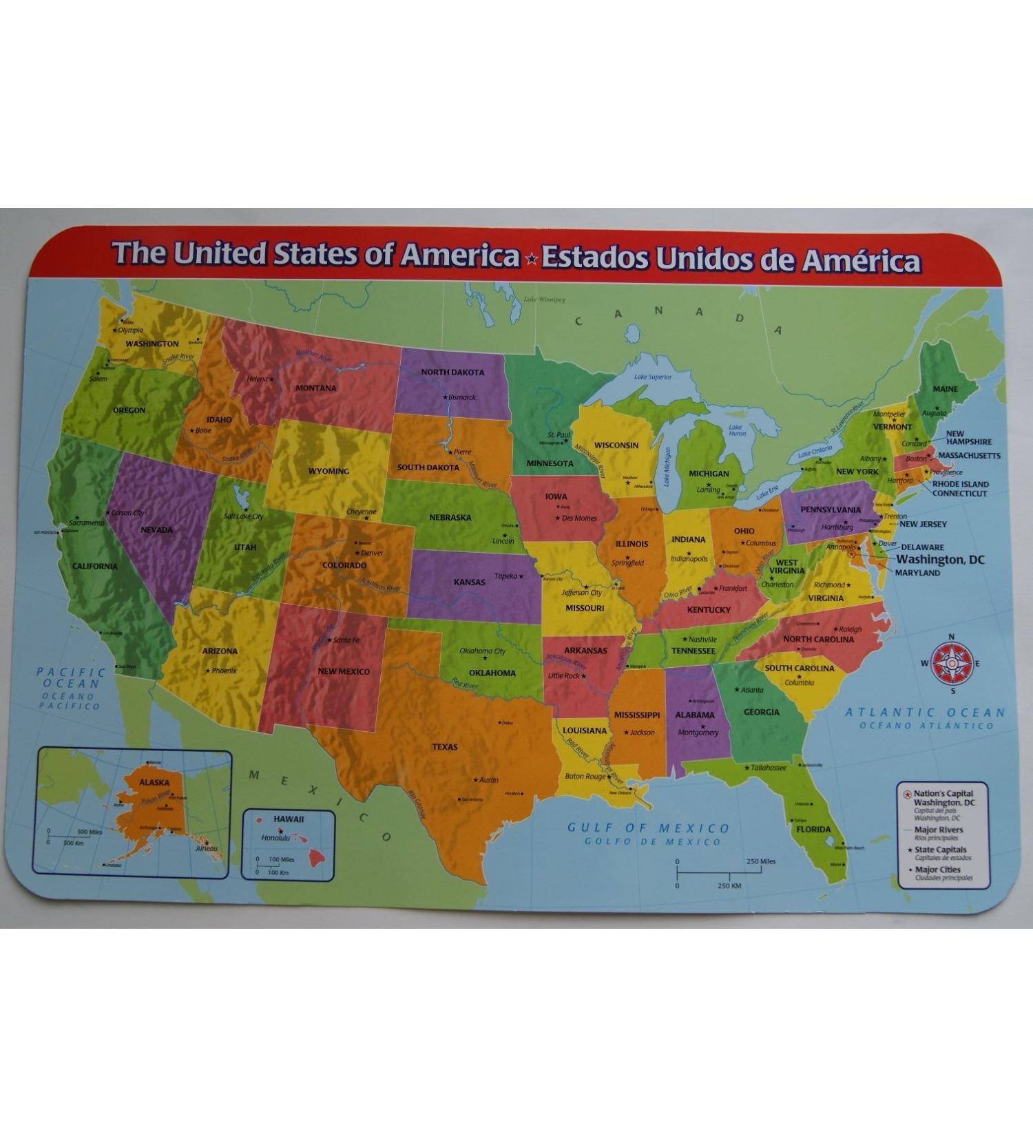 USA Laminated Placemat: Fun Geography Learning Tool for Mealtime - Buy Online on GoSupps.com