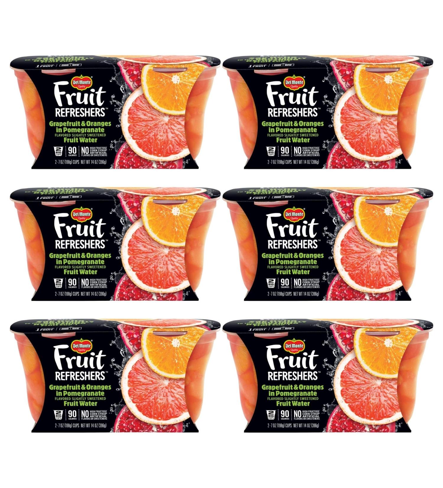 Del Monte Fruit Refresher Grapefruit & Oranges Fruit Cup Snacks in Pomegranate Water 12 Pack 7 oz - Buy Online on GoSupps.com