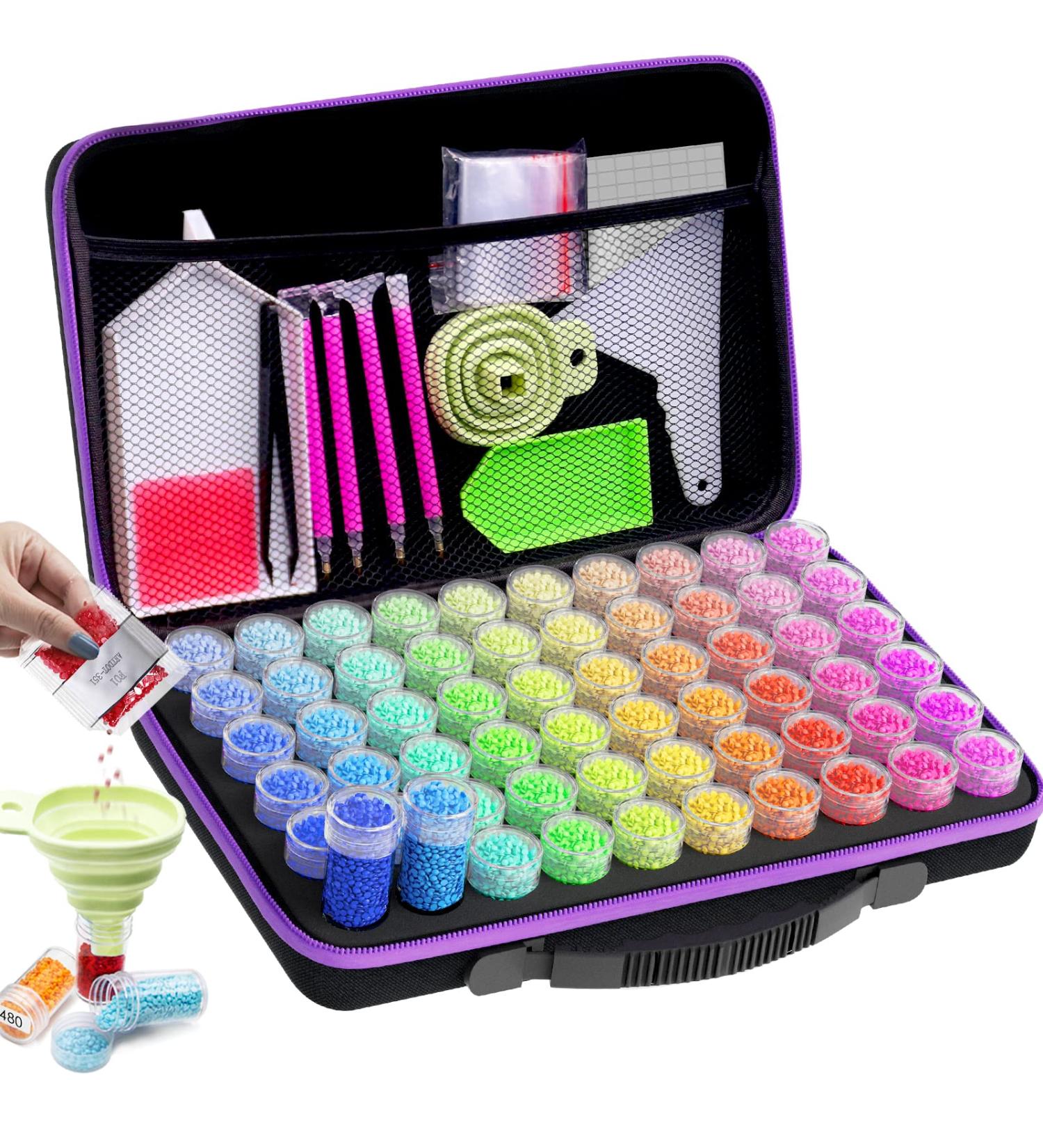 ARTDOT Diamond Painting Storage Containers - 60 Slots Medium Black Jars for Jewelry, Beads, Charms - Shockproof Diamond Painting Accessories - Buy Online on GoSupps.com