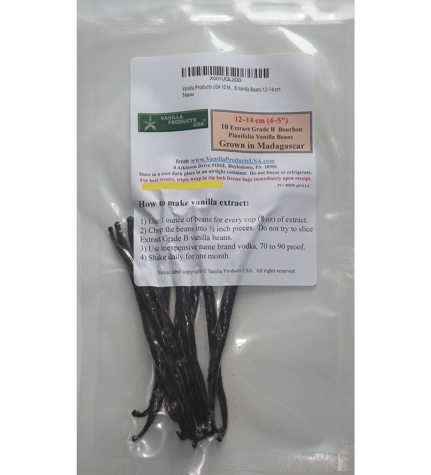 Grade B Madagascar Bourbon Planifolia Extract Vanilla Beans - 10 Count - 12-14cm (4-5 inches) - Vanilla Products USA - Buy Online on GoSupps.com