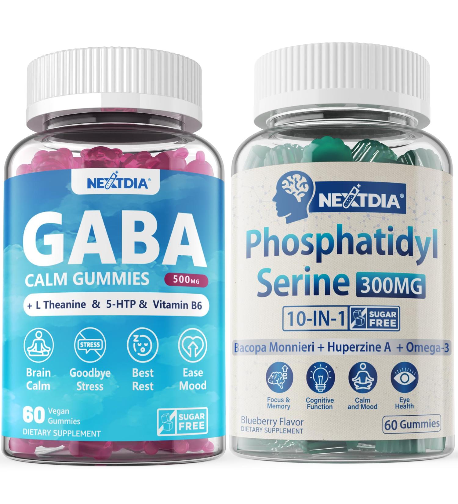 Nextdia Bundle - Phosphatidylserine Gummies 120 Counts + GABA Gummies 120 Counts - Buy Online on GoSupps.com