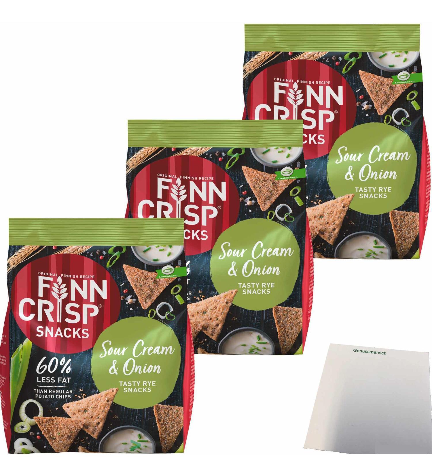 Finn Crisp Snacks Sour Cream & Onion Lot of 3 six chips (package of 3 x 150 g) + usy Block - Buy Online on GoSupps.com