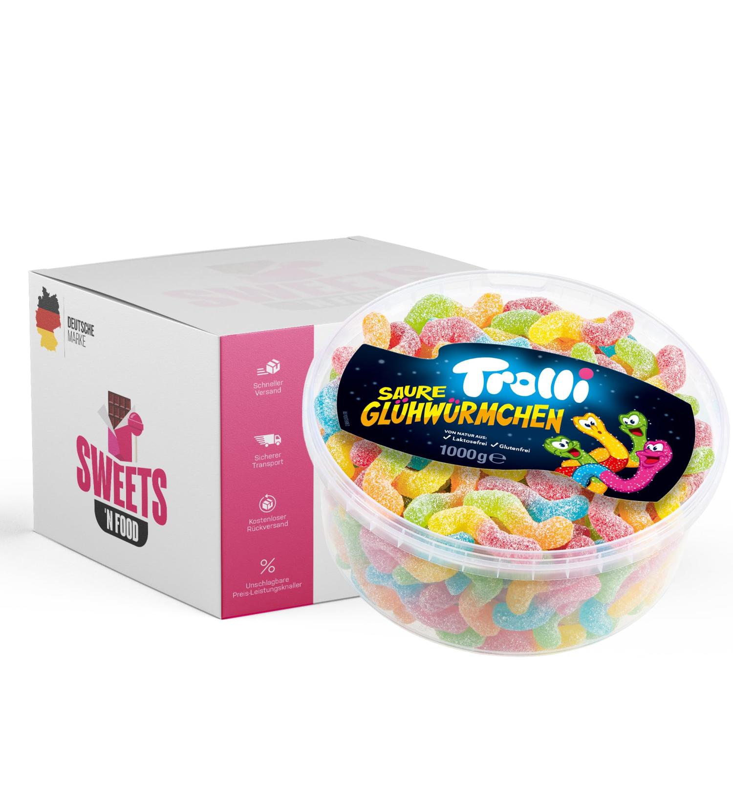 Trolli Acid Glowworms 1kg - Explosive Sour Candy in Stylish Packaging | International Shipping Available - Buy Online on GoSupps.com