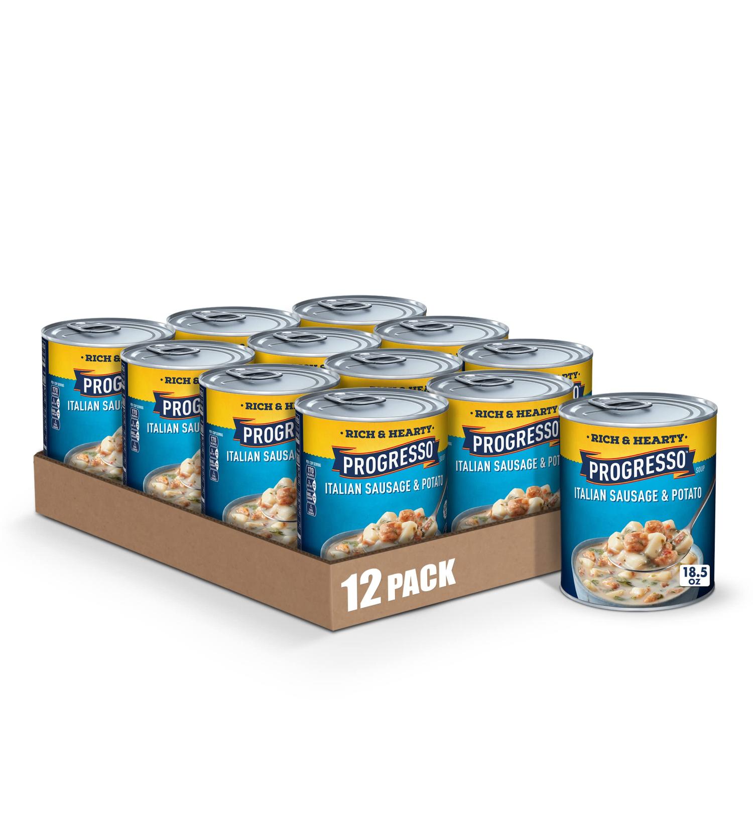 Progresso Rich & Hearty Italian Sausage & Potato Canned Soup 18.5 oz (Pack of 12) - Gluten Free - Buy Online on GoSupps.com