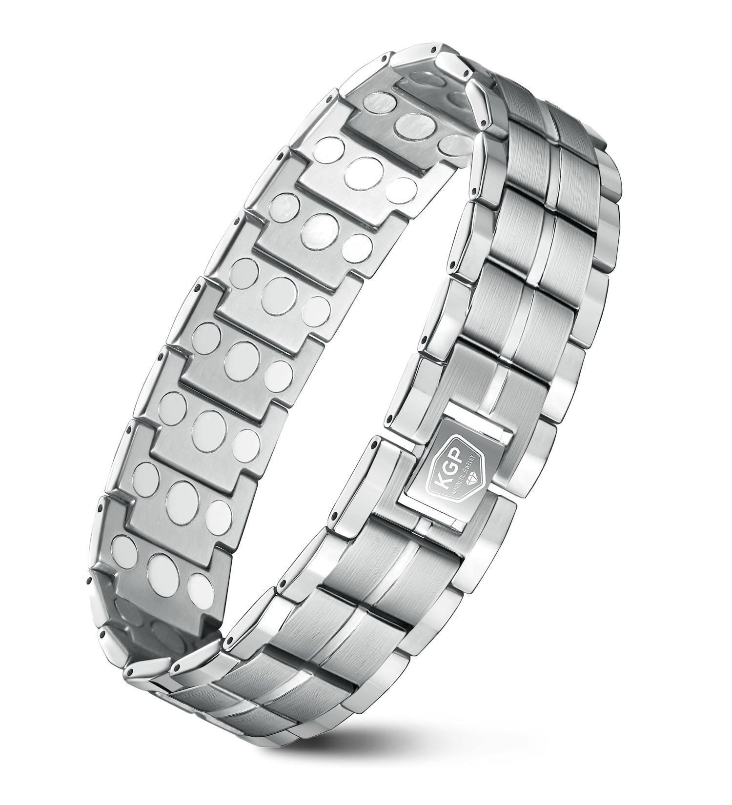 Buy KGP® Magnetic Stainless Steel Bracelet for Men - Adjustable Energy Jewelry with Strength Magnets & Sizing Tool - Buy Online on GoSupps.com