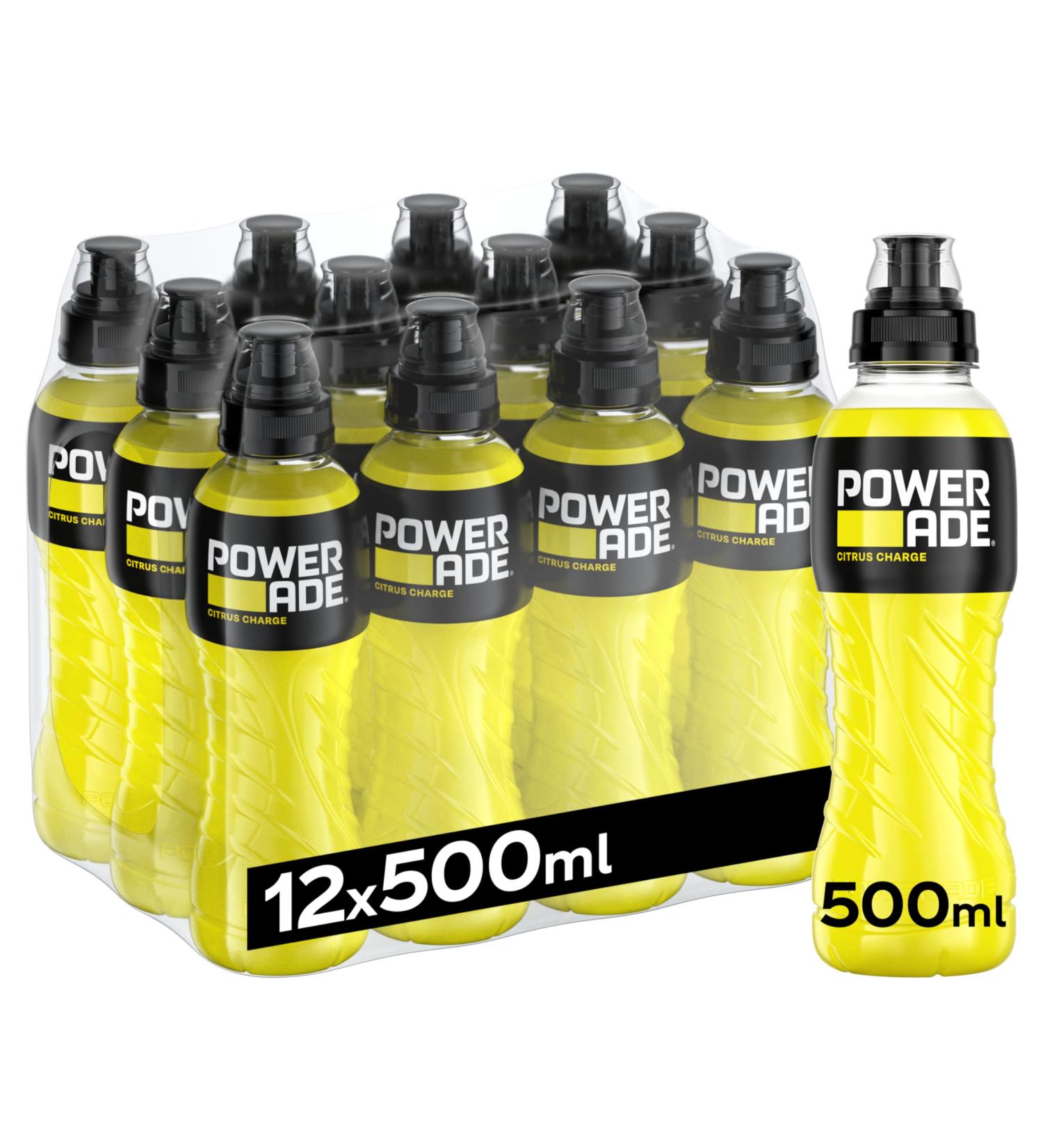 12x Powerade Limone Bevanda energetica Energy Drink Lemon 50 cl Citrus 50 ml (Pack of 12)