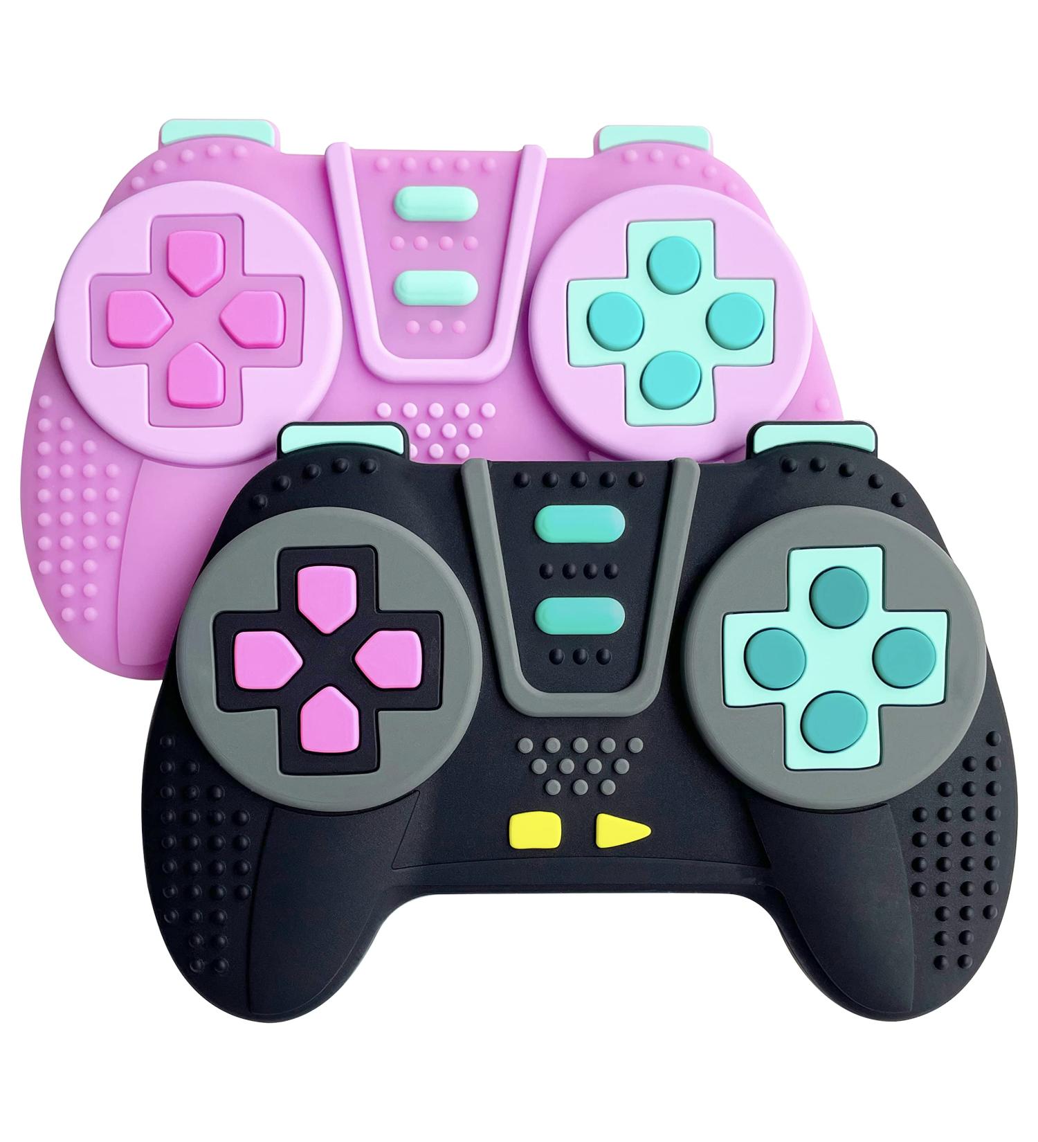 2 Pack PRONY Soft Teething Toys for Baby 6+ Months - Silicone Game Remote Controller Teethers for Toddler Boy and Girl - Black and Pink - Buy Online on GoSupps.com