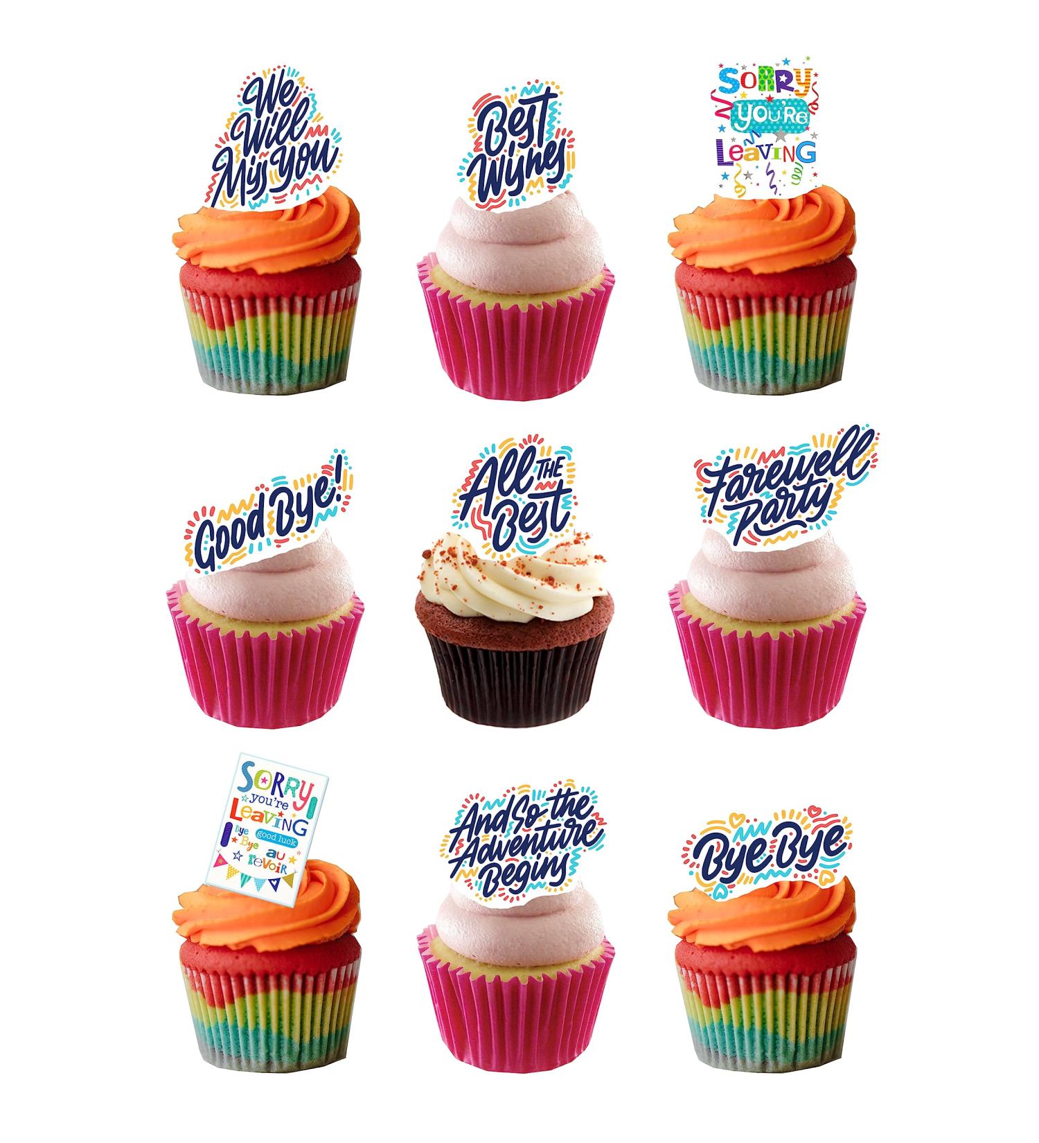 27 Stand Up Sorry You Are Leaving Goodbye Good Luck Edible Wafer paper Cake Toppers Decorations