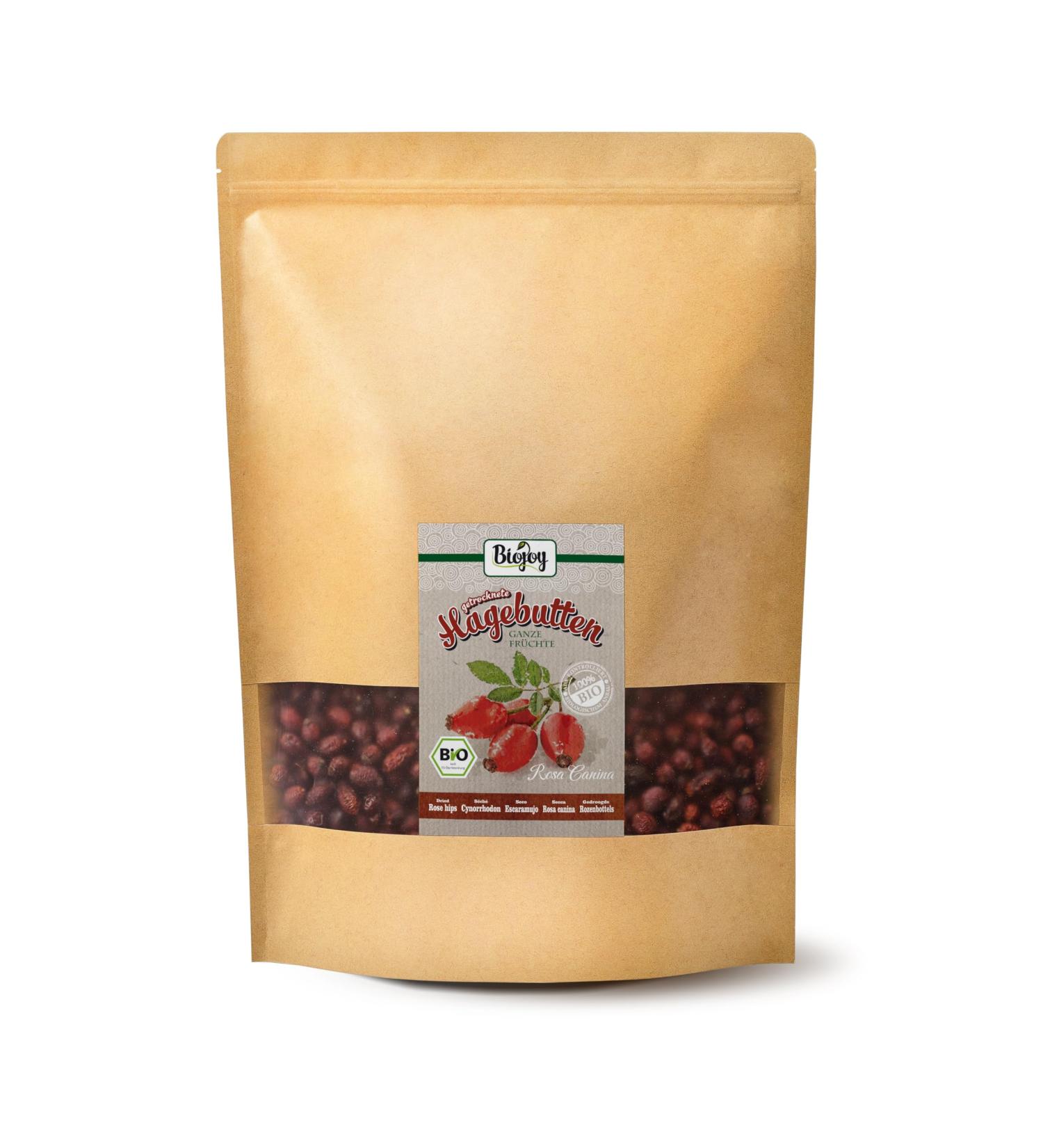 Biojoy Organic rose hips (2 kg) dried and whole rosehip fruits (Rosa canina) - Buy Online on GoSupps.com