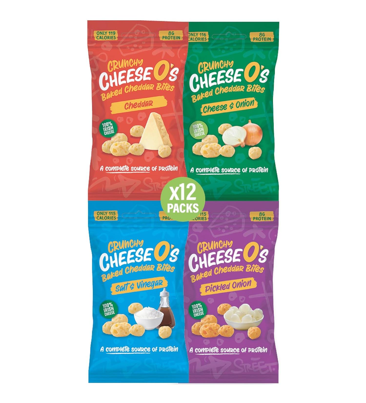 CheeseO's Puffed Cheese Chips - Multi Variety Assortment 12 x 20g Sachets - Keto Snacks - Perfect for Aperitif - High in Prot - Buy Online on GoSupps.com