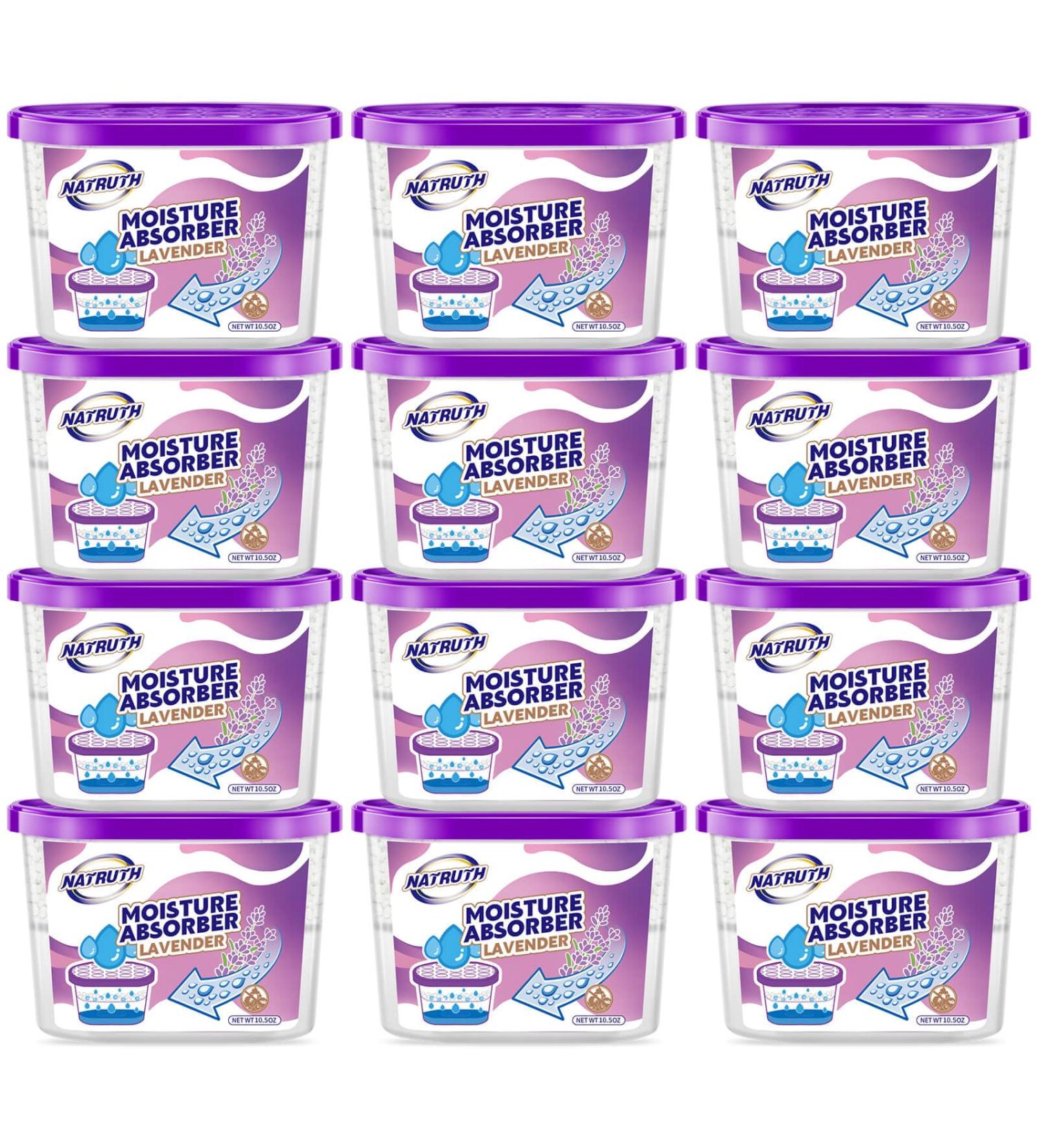 NATRUTH Lavender Scented Moisture Absorbers - 10.5OZ 12-Pack | Portable Closet Dehumidifier & Odor Eliminator for Homes Bathrooms Boats - Buy Online on GoSupps.com
