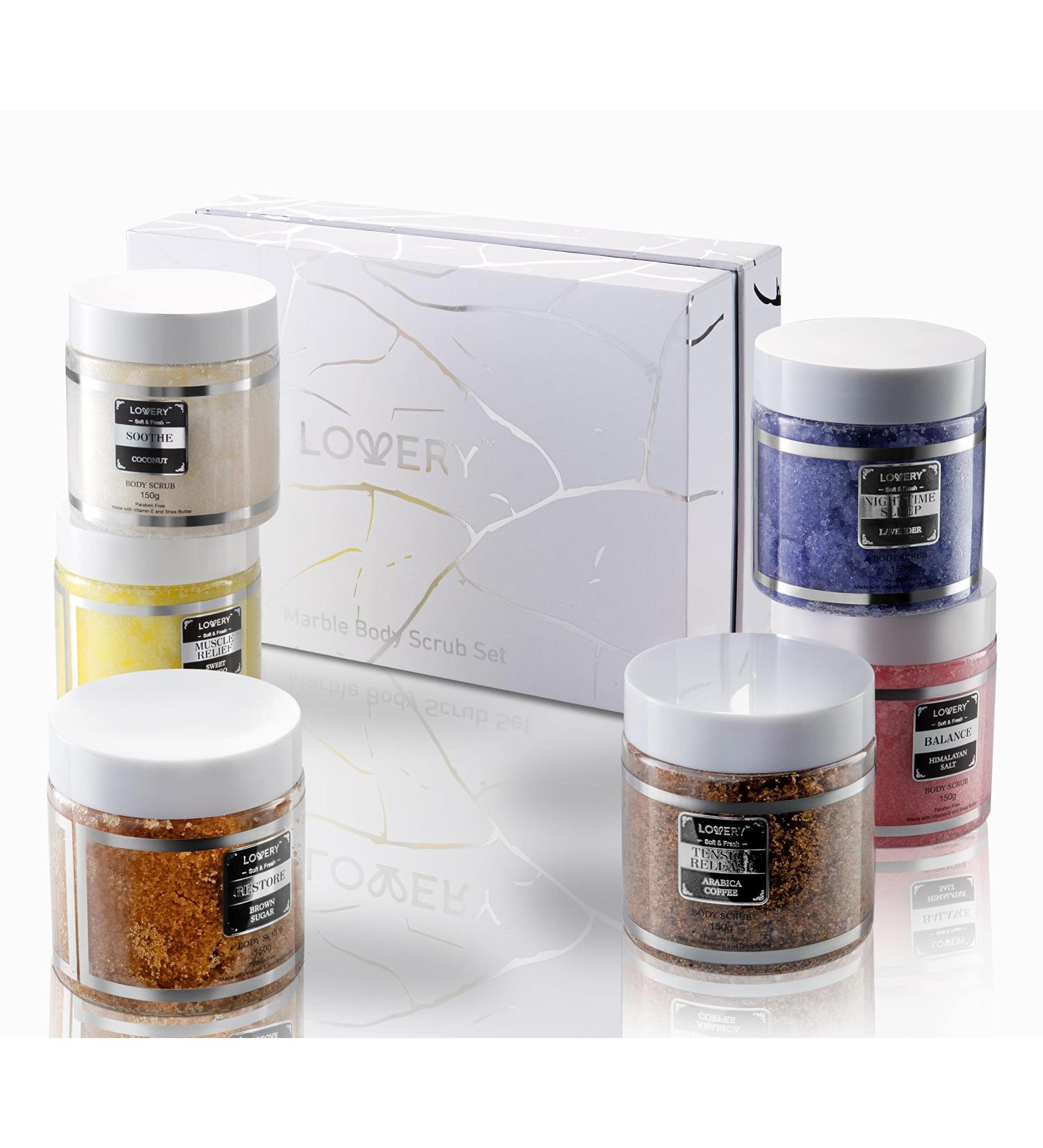 6pc Exfoliating Body Scrub for Women & Men - Father's Day Gifts with Himalayan Salt, Brown Sugar, Coconut, Coffee - Acne, Stretch Marks & Cellulite Treatment - Buy Online on GoSupps.com