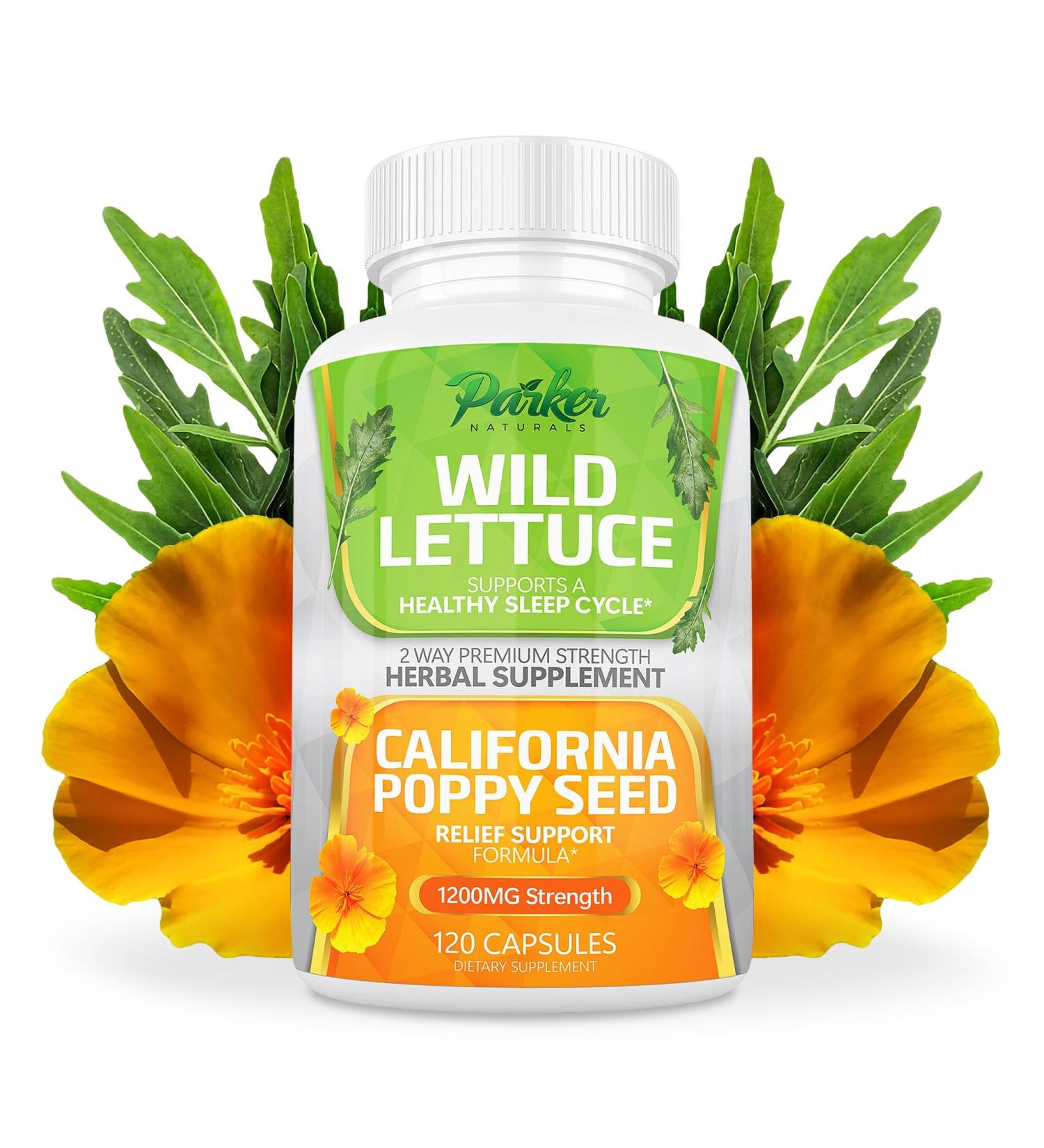 Parker Naturals Wild Lettuce Extract & California Poppy Seed Supplement 2 Way Premium Strength Herbal Supplement for Healthy Sleep & Relief Support 120 Capsules - Buy Online on GoSupps.com