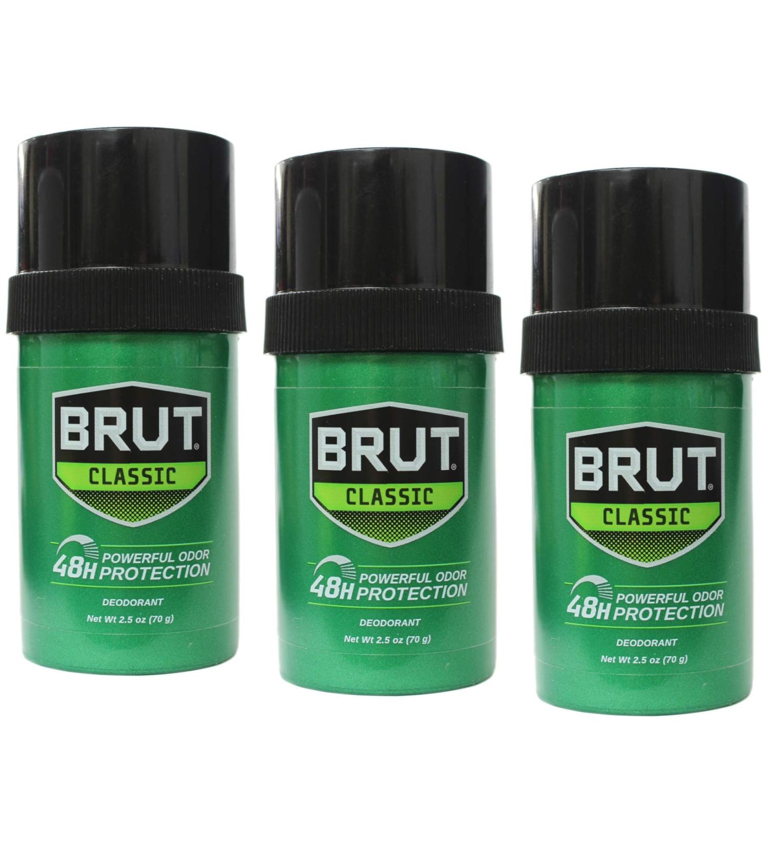 Brut Deodorant 2.25oz Round Solid Classic (66ml) - 3 Pack - Buy Online on GoSupps.com