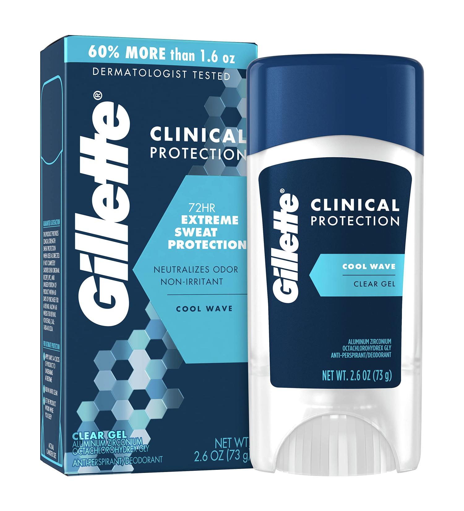Gillette Clinical Clear Gel Cool Wave Antiperspirant Deodorant 2.6 oz - Long-lasting Protection - Buy Online on GoSupps.com