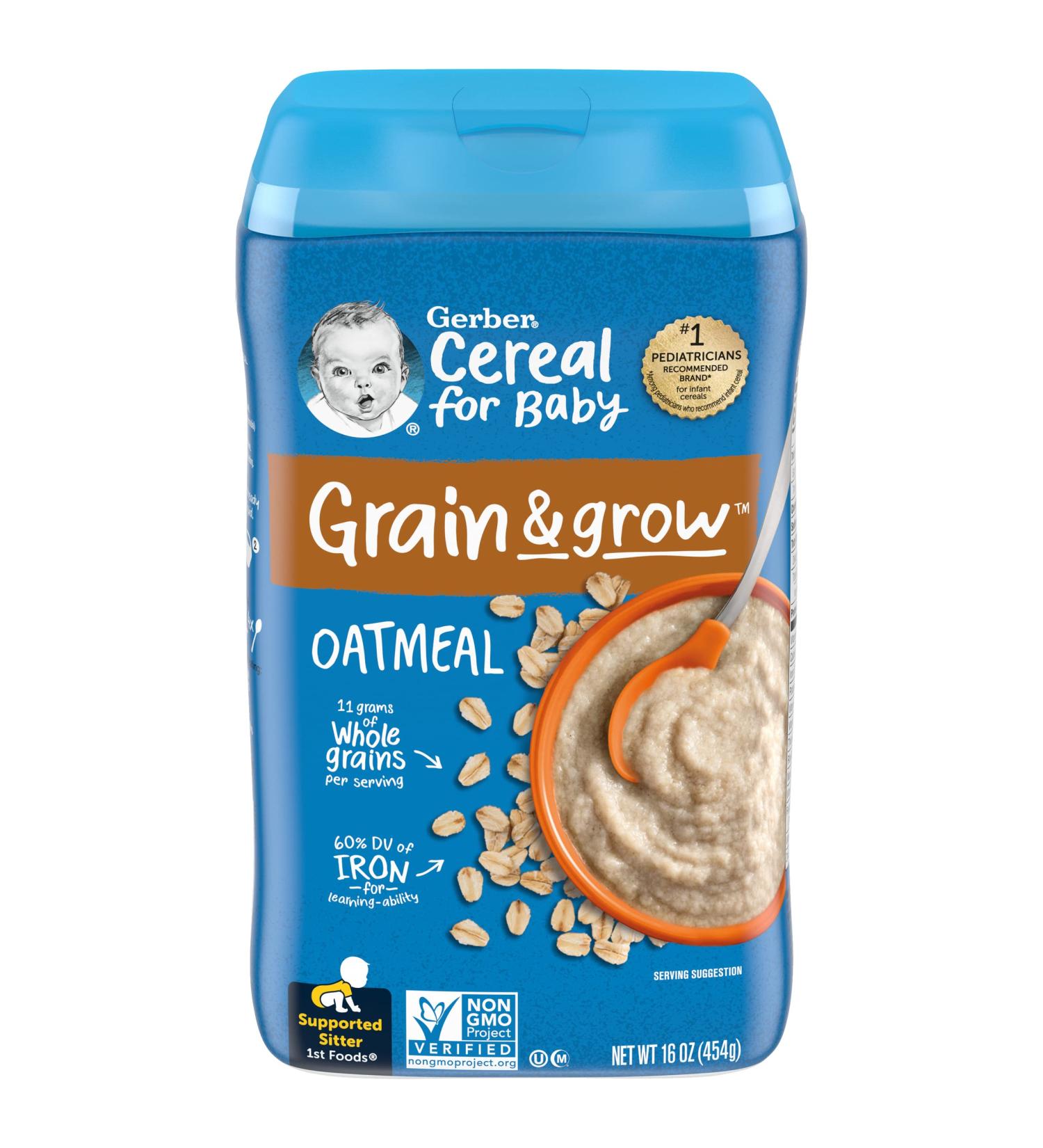 Gerber Baby Cereal 1st Foods Oatmeal 16oz | Supported Sitter | Grain & Grow - Buy Online on GoSupps.com