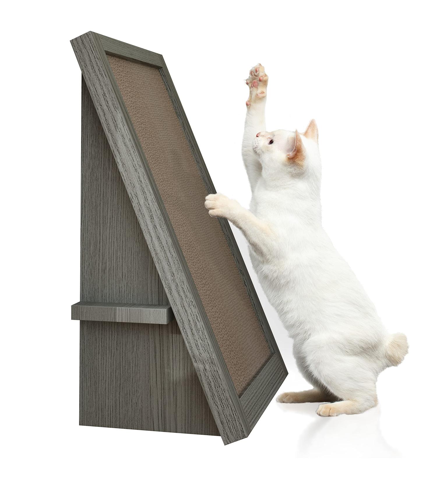 Way Basics Premium Cat Scratcher Incline Wedge Ramp - Lasts 5x Longer - Silvervine & Super Catnip - Grey - Buy Online on GoSupps.com