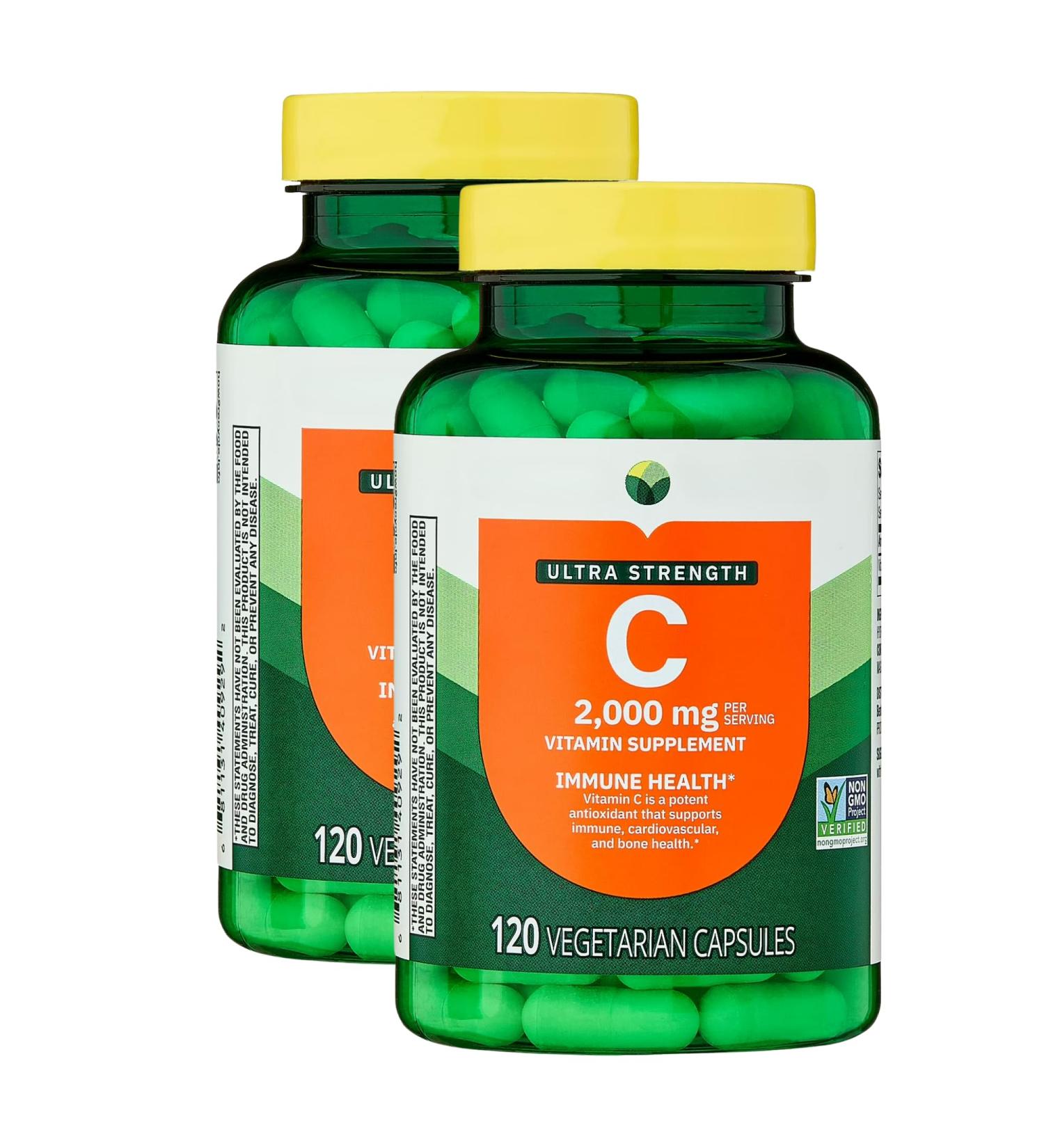 KP+ Vitamin C | Vitamin C 2000 mg | Ultra Strength Immune Support Supplement | Antioxidant for Immune Heart & Bone Health | 120 Vegetarian Capsules | Pack of 2 - Buy Online on GoSupps.com